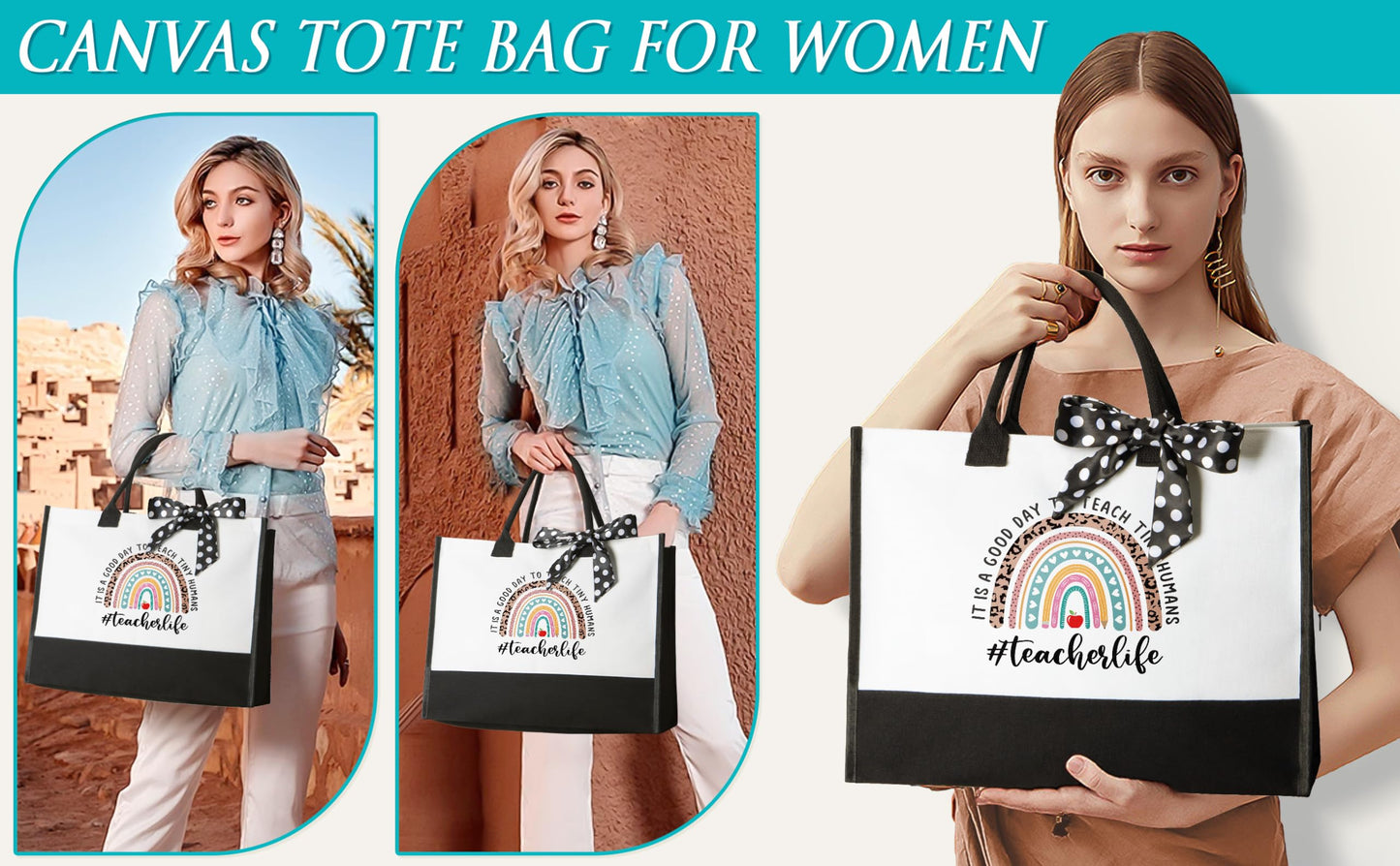 Best Teacher Appreciation Gifts for Women, End of Year Teacher Gifts from Student, Thank You Gift Basket Funny Daycare Teachers Unique Birthday Retirement Gift Set for Teachers w/ Canvas Tote Bag