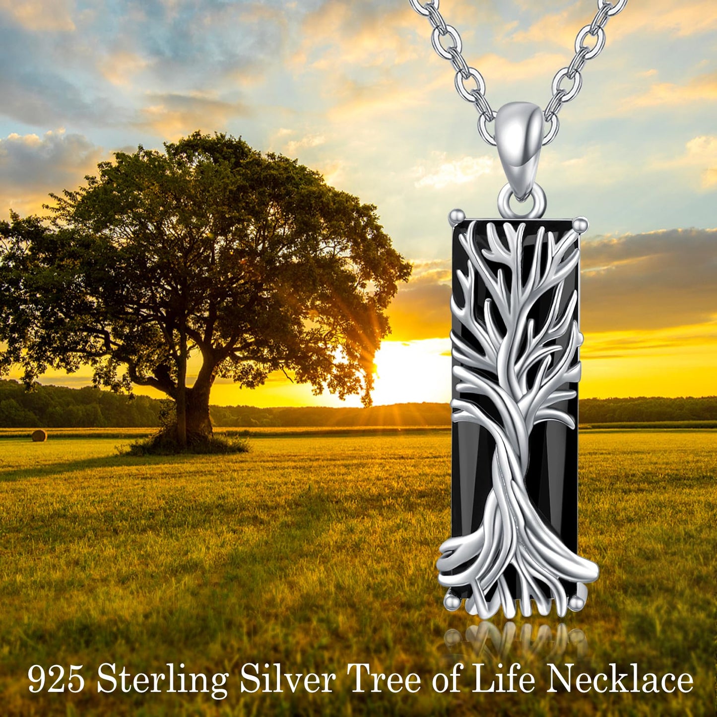 AENEAS Celtic Tree of Life Necklace for Women Men 925 Sterling Silver Black Crystal Tree of Life Pendent Fancy Jewelry Gifts for Her Wife Women