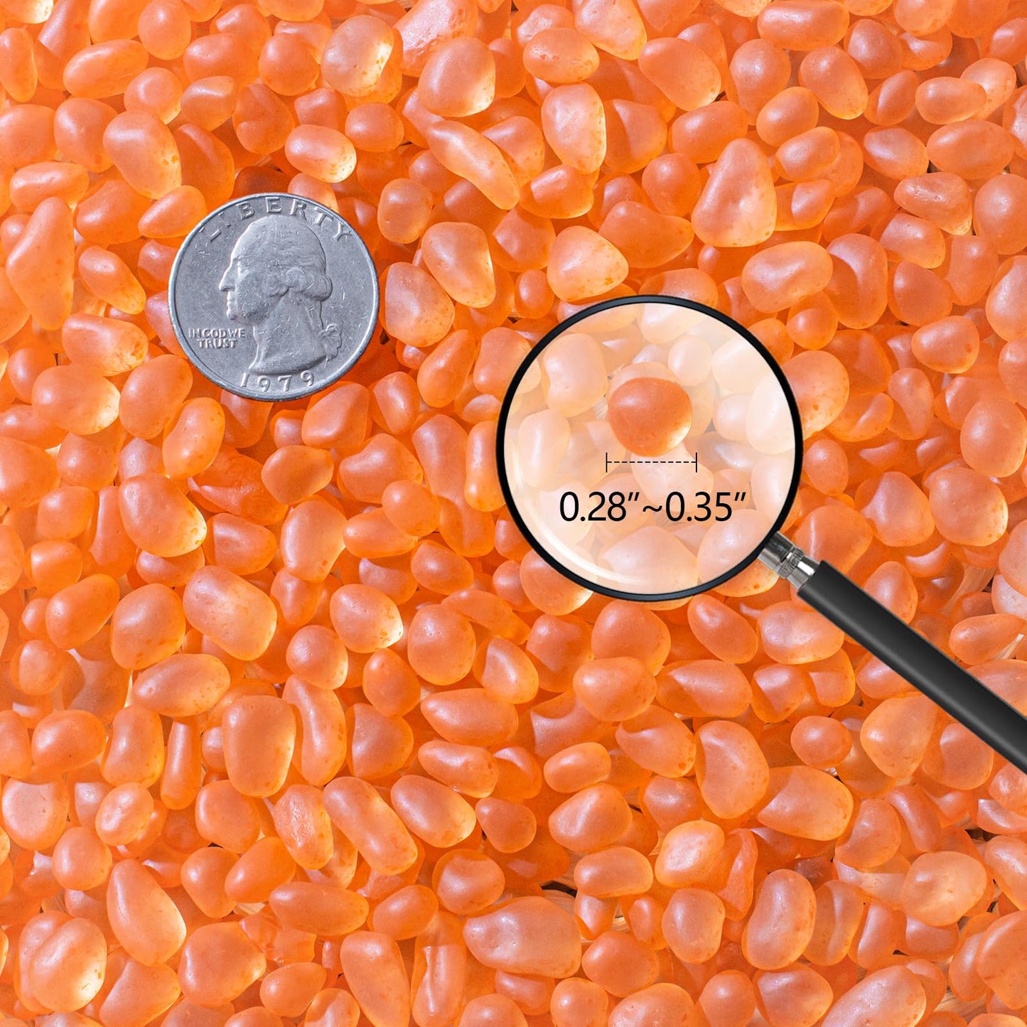 Keedolla Aquarium Rocks Betta Fish Tank Gravel, 3 LB Frosted Sea Glass Marbles Gemstones for Vase Fillers, DIY Crafts and Home Decor - Orange, 6-9mm