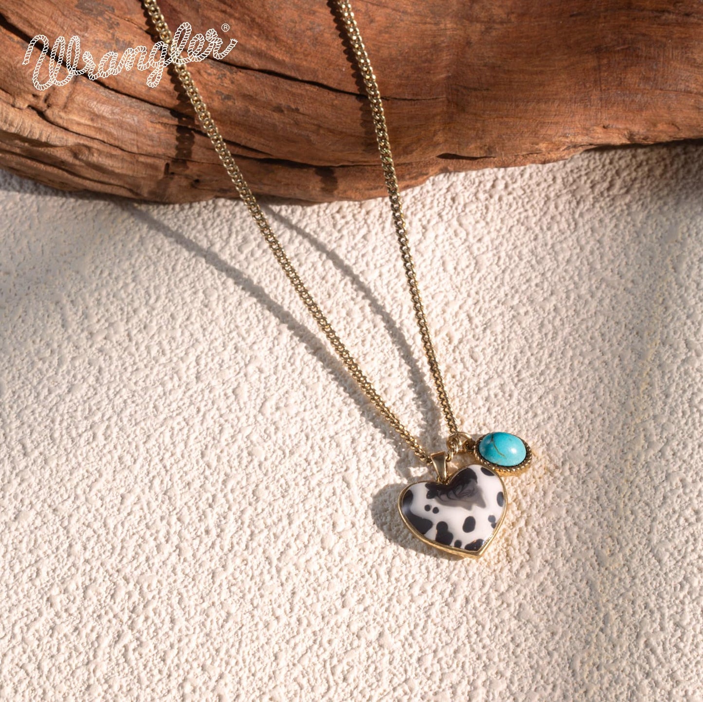 Montana West x Wrangler Western Pendant Necklace for Women 14k Gold Silver Heart Statement Turquoise Cowgirl Vintage Trendy Fashion Jewelry WNS-1129G-TQ