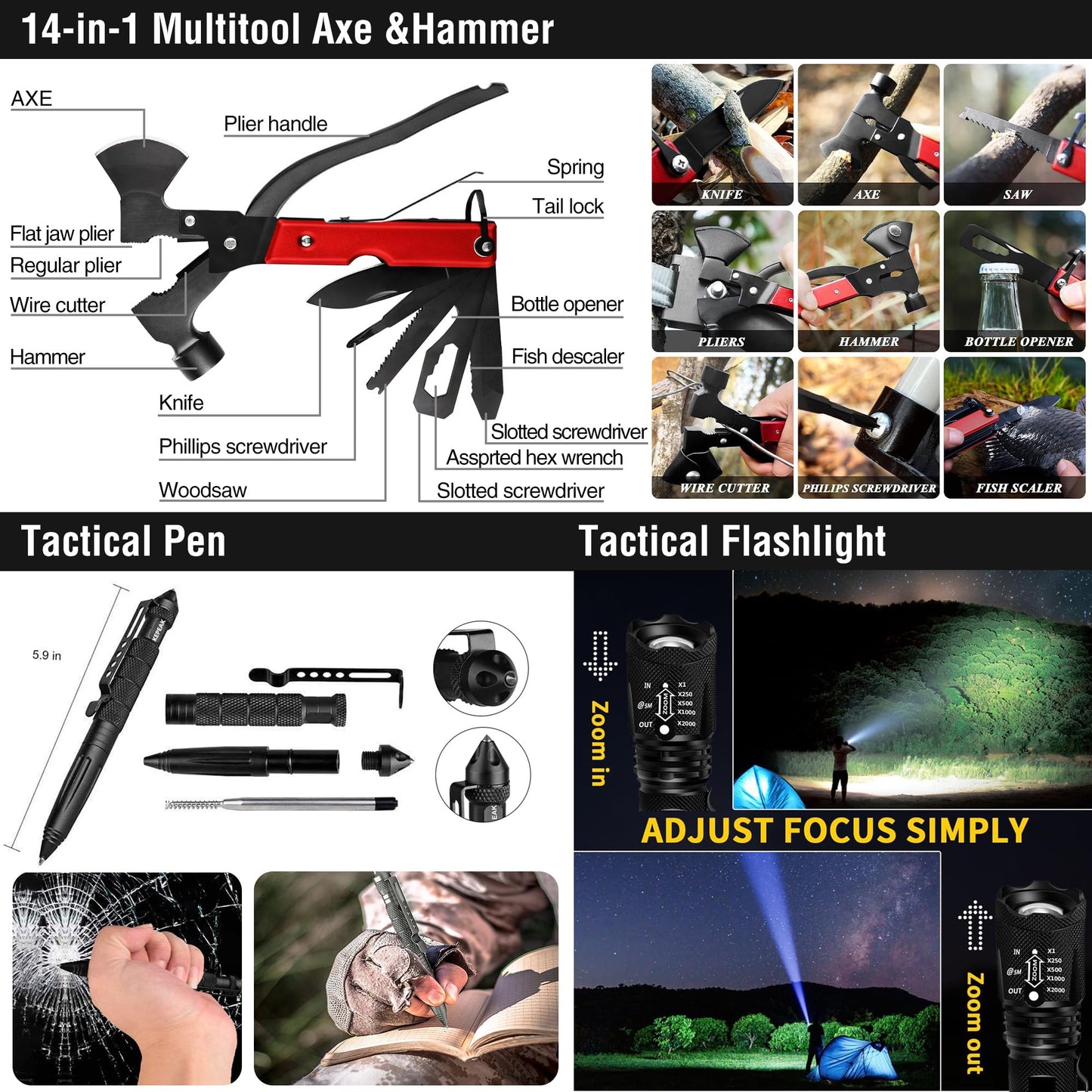 Survival First Aid Kit, 190 Pcs Survival Gear and Medical Supplies, Military IFAK EMT Molle Tactical Pouch for Outdoor, Camping, Hiking, Car, Vehicles and More (Black)