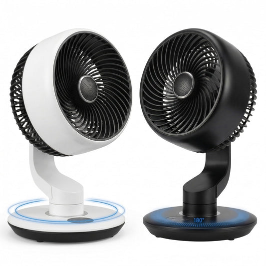 GAIITIR Air Circulator Fan for Bedroom, Portable Desk Fan with 7800mAh Rechargeable Battery, 12H Runtime, 5 Speed Adjustable, 9H Timer, Wall-Mounted Fans with Vacuum Suction Cup, USB Oscillating Fan