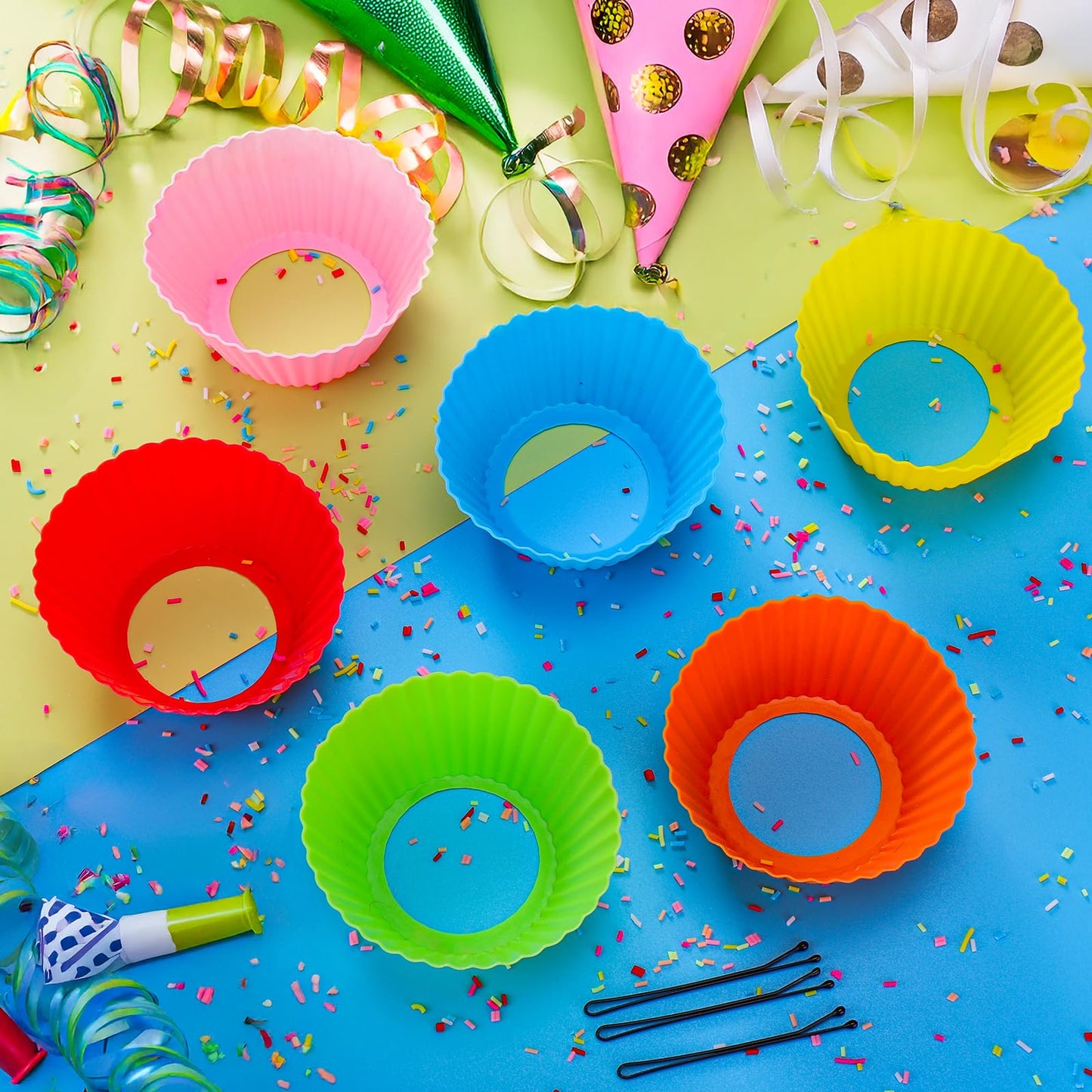 XANGNIER Hair Accessories Kits for Girls,Women,Kids,12 Pcs Cupcake Liners Hair Accessories Decorations for Crazy Day with 12 Clips and Silicone Decorative Granules