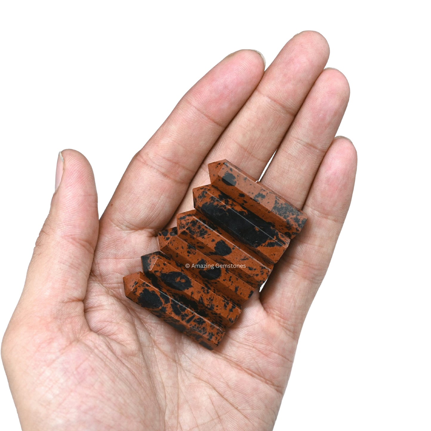Amazing Gemstone Mahogany Obsidian Crystal Points Bulk Healing Crystals and Stones - Pack of 3 Single Terminated Healing Wand Point Bulk Crystals for Crafts, Crystal Grid, DIY Work - Premium Crystals