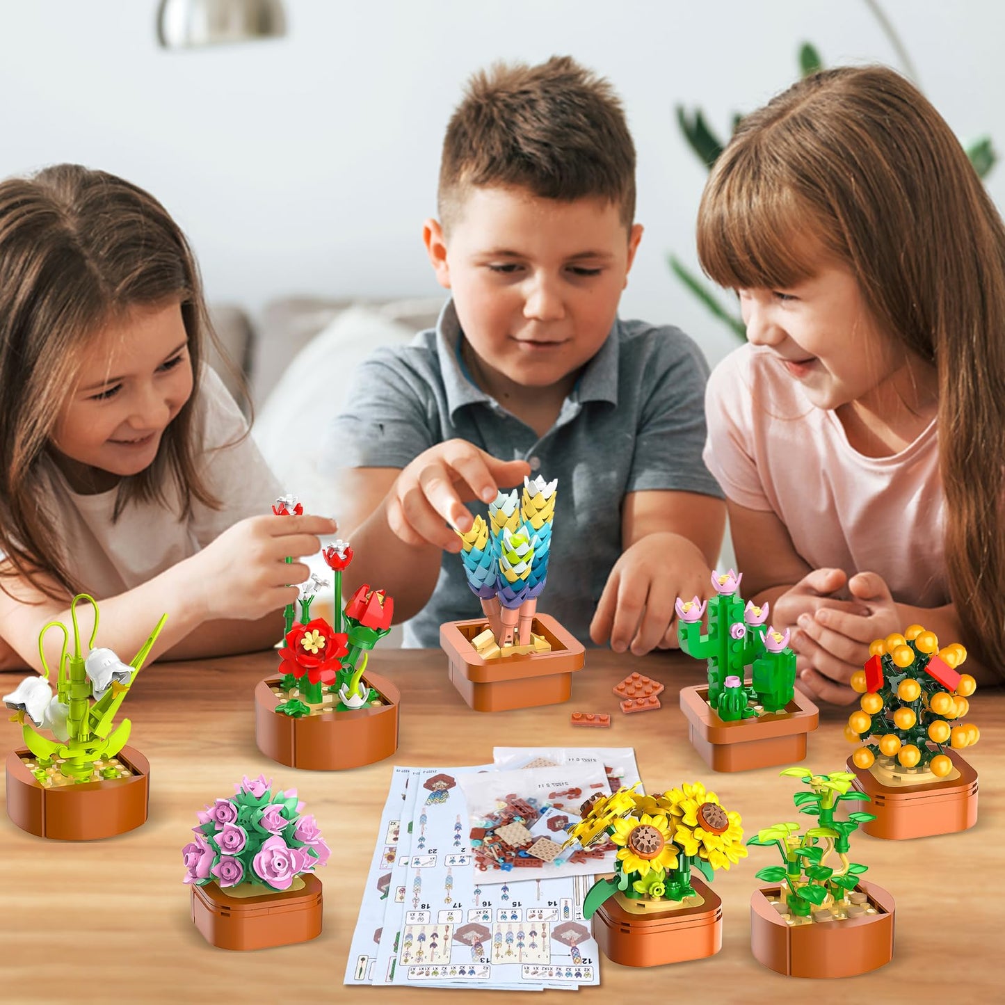 CUBIMANA 12 Pack Flowers Succulents Mini Building Set - 1403PCS Flower Botanical Collection for Home Office Décor 3.6MM Plant Blocks Toy, Easter Birthday Gifts for Adults Women Kids Girls10+