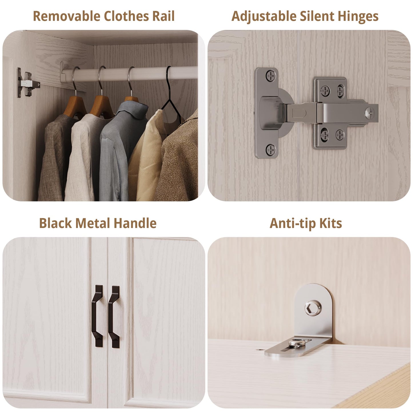 LIKIMIO Armoire Wardrobe Closet, 70" H Wooden Bedroom Armoire with Mirror, 2 Cabinet, Pegboard and a Open Shelf, Large Freestanding Clothing Storage Cabinet with 3 Doors, White