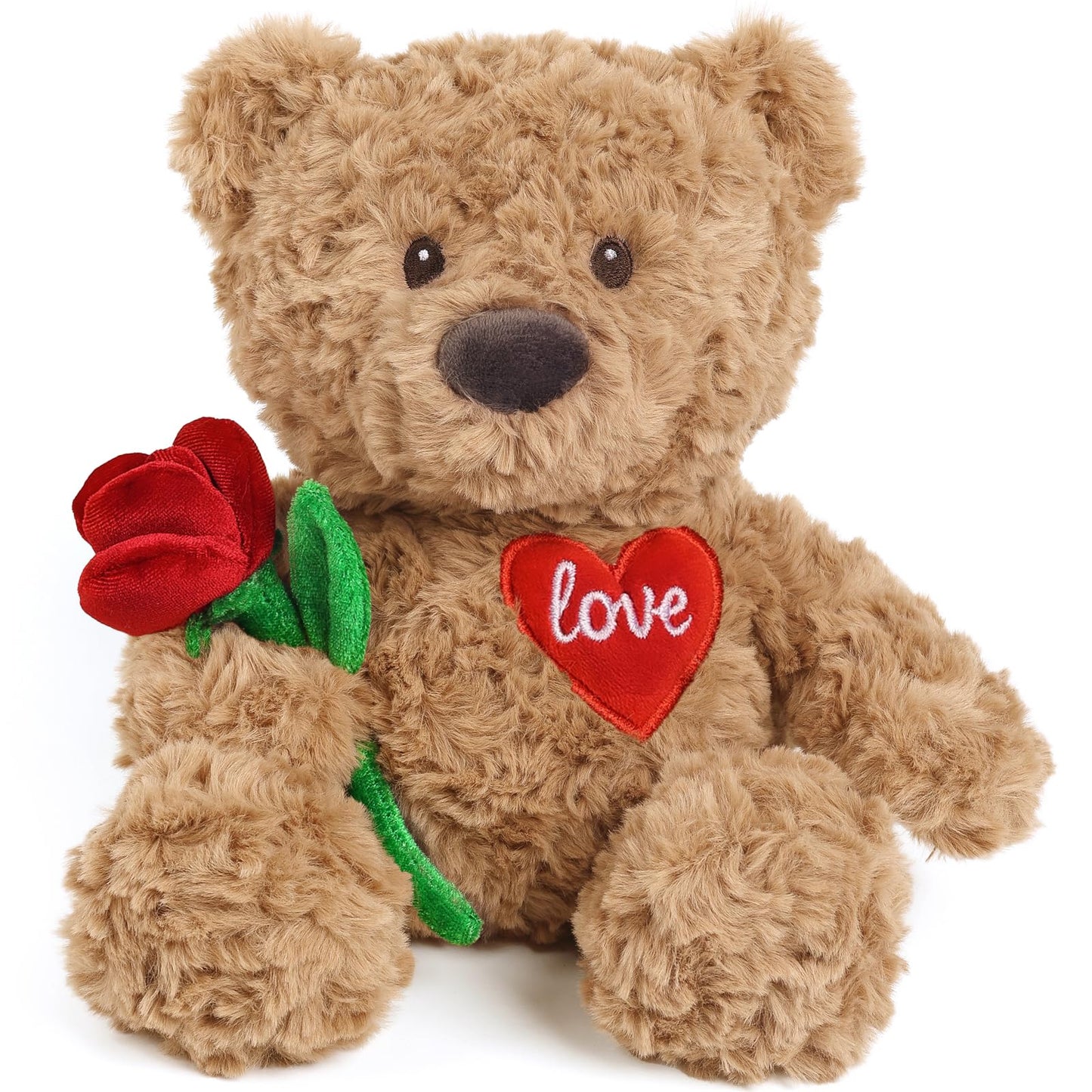 Cuckool Teddy Bear Stuffed Animal with Rose and Love Heart, Microwavable & Weighted Stuffed Animal Plush Gift Valentines Day Christmas Mother's Day for Her Women Girlfriend Wife 15"