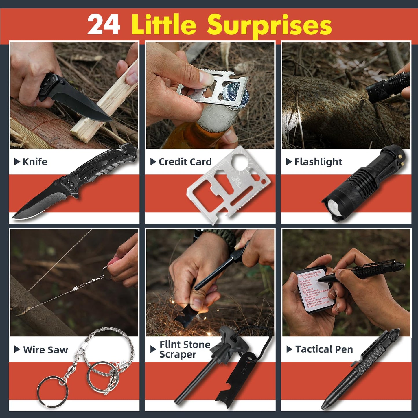 VEITORLD Gifts for Men Dad Husband Him Fathers Day, Survival Gear and Equipment 12 in 1, Survival Kits, Cool Unique Fishing Hunting Anniversary Birthday Gifts for Him Teen Boy Boyfriend Women