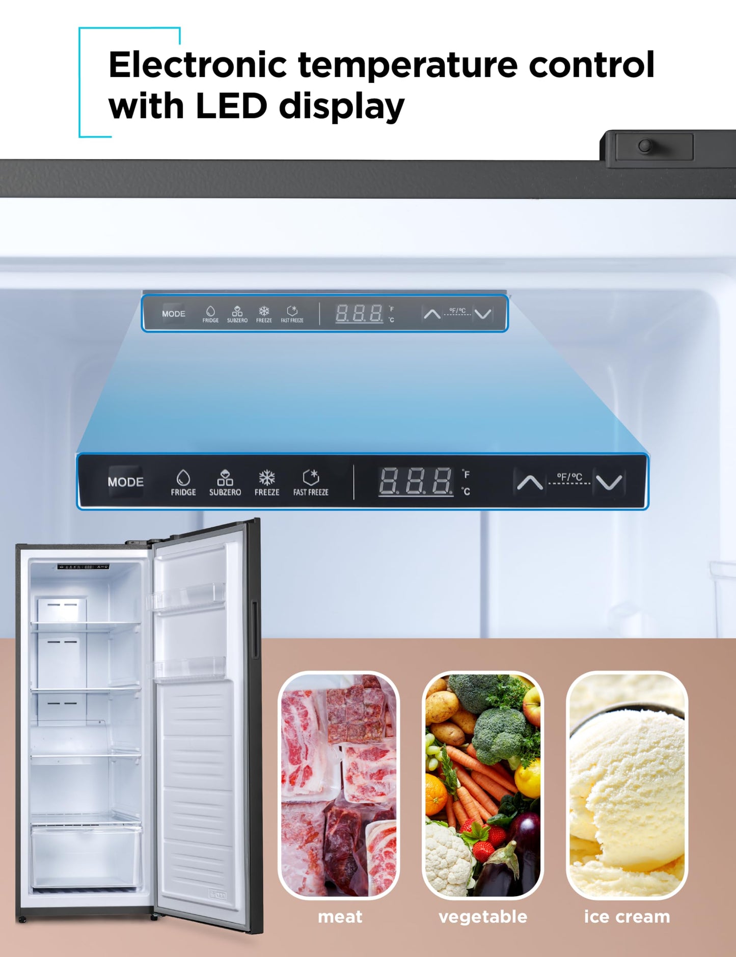 BLACK+DECKER 11 Cu. Ft. Convertible Freezer Refrigerator, Upright Freezer with Glass Shelves, Reversible Door, ENERGY STAR rated, Frost Free, BUC1100XB, Black