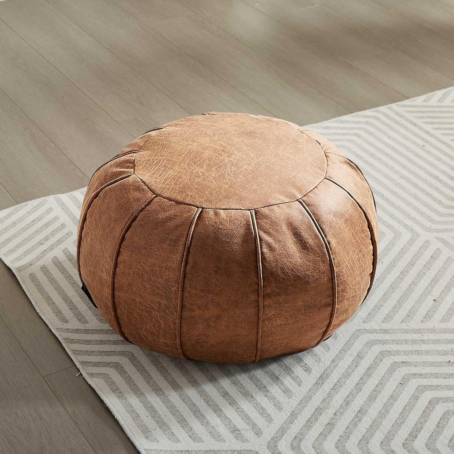 Louis Donné Unstuffed Pouf Ottoman Handmade Moroccan Storage Footstool Seat Round Home Decoration Pouf Cover Multi Functional Bean Bag Floor Chair for Living Room, Office, Bedroom, Balcony Decor