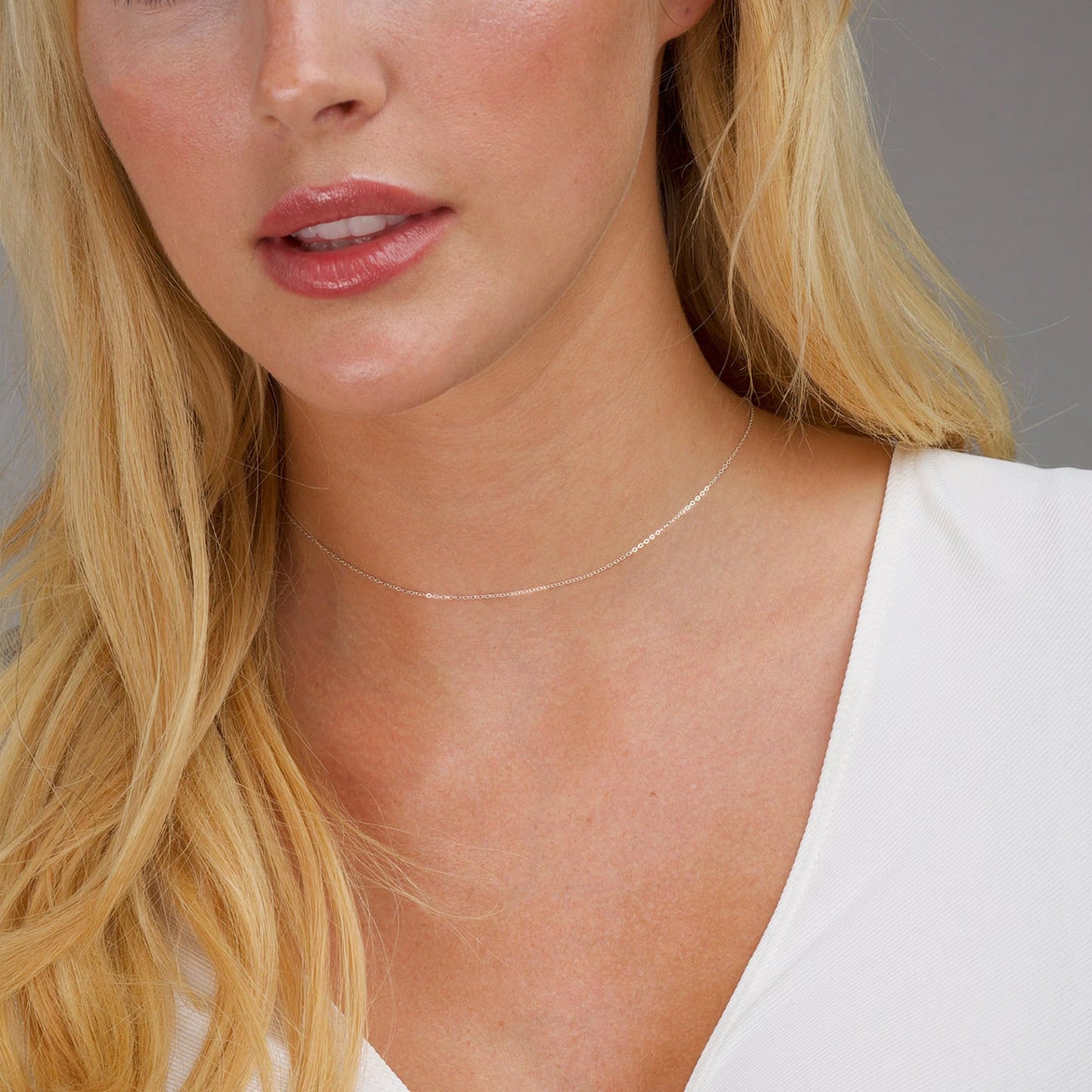 Freekiss 925 Sterling Silver Chain Choker Necklace for Women Trendy 16+2 Inch Adjustable Dainty Layered Classic Chain Necklace Simple Minimalism Fashion Silver Jewelry Gift