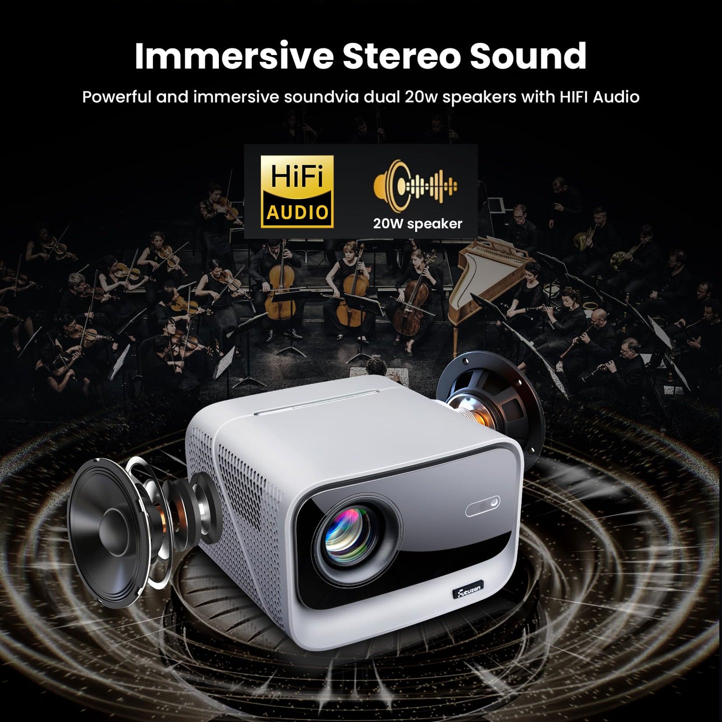 [Official Google TV]Smart Projector 4K Supported with WiFi & Bluetooth, Outdoor Movie Projector with Auto Focus, Home Theater Proyector with 1000+ Apps Portable Gaming Proyector for Bedroom/Celling