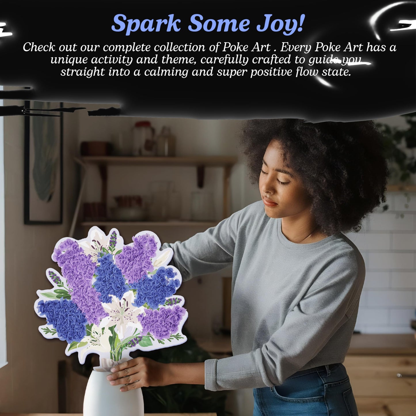 Unwynd Poke Art Lavender Flower Bouquet | Mess-Free Arts and Crafts for Adults | Teen Craft Kits | Flowers Gift | Gifts for Women Basket Making