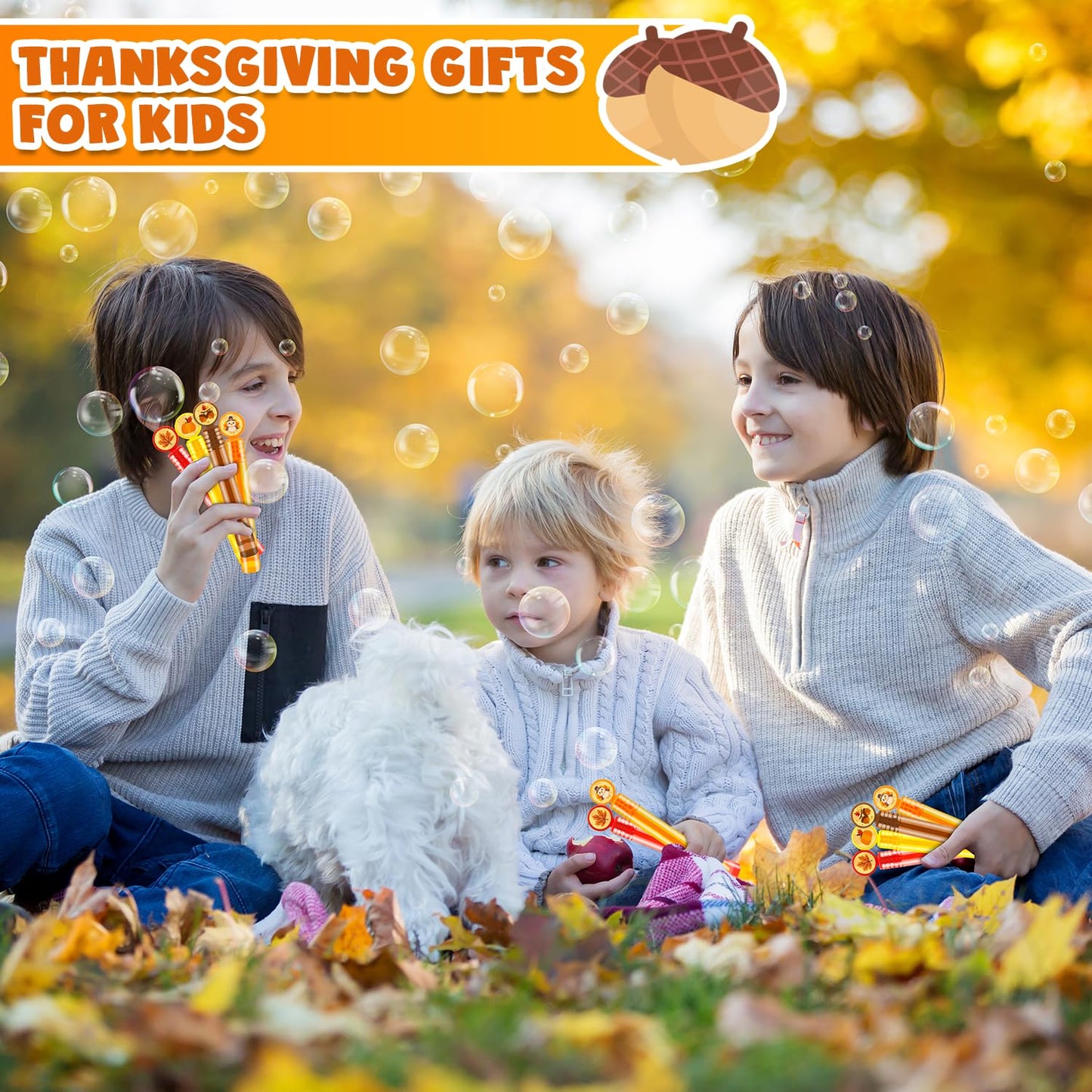 Thanksgiving Goodie Treat Bag Stuffers for Kids 32 Pack, Friendsgiving Small Bubbles Party Favors Supplies for Toddlers, Fall Autumn Birthday Classroom Prize Toys Gifts Basket Trinkets Decorations