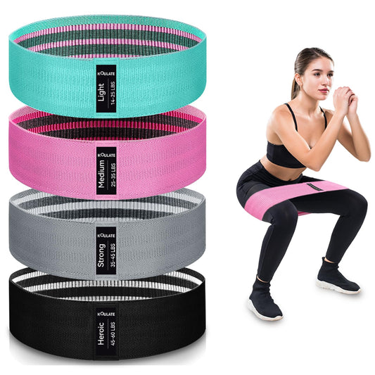 Exercise Bands, 4 Levels Fabric Resistance Bands for Working Out, Workout Bands Resistance for Women & Men, Multi-Colored Fabric Booty Bands for Leg Strength Training, Rehab, Yoga