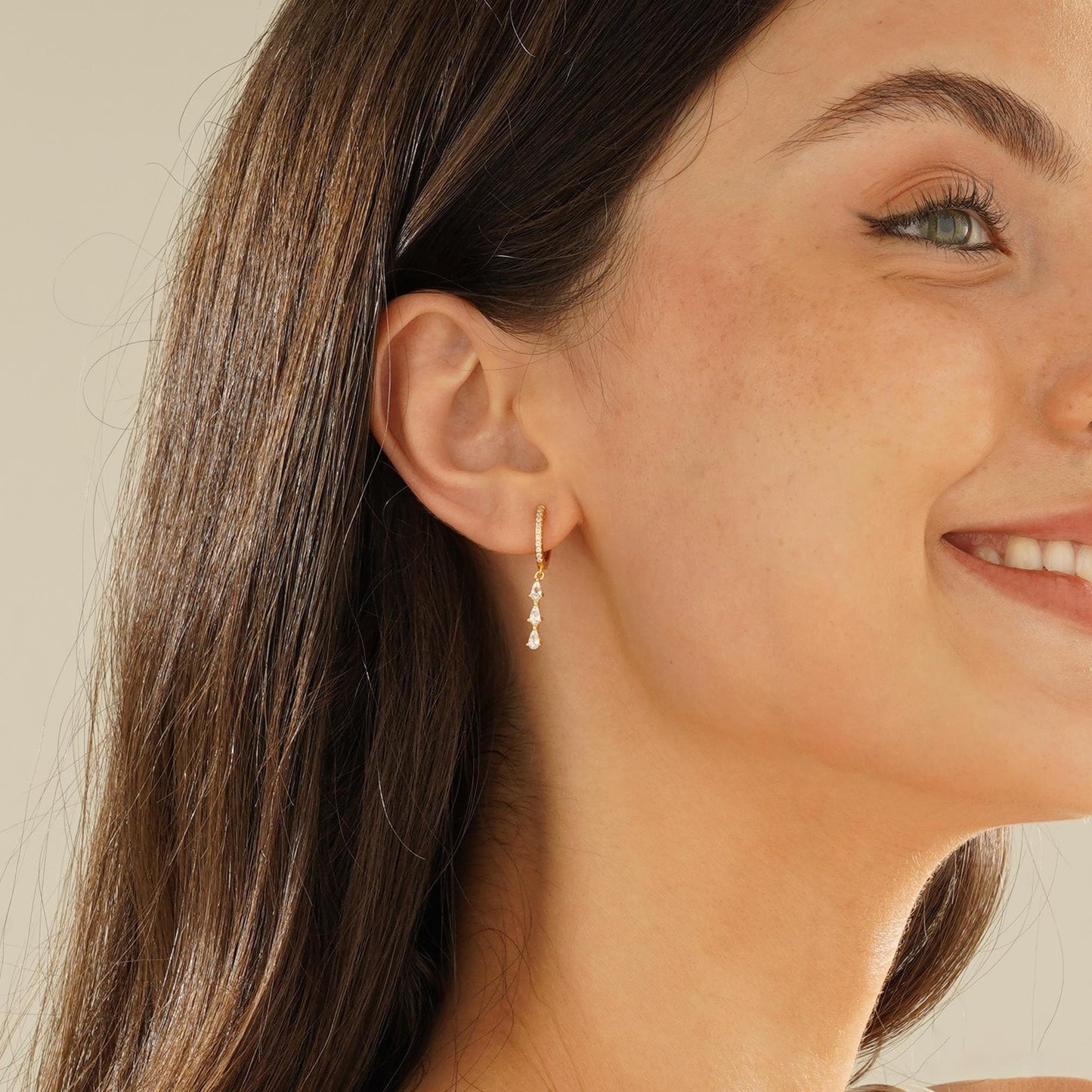Treasure Bender Gold Hoop Earrings for Women 14k Gold Plated Diamond Huggie Earrings Hypoallergenic Cubic Zirconia CZ Drop Dangle Earrings Dainty Statement Earring Jewelry for Women Trendy Gift