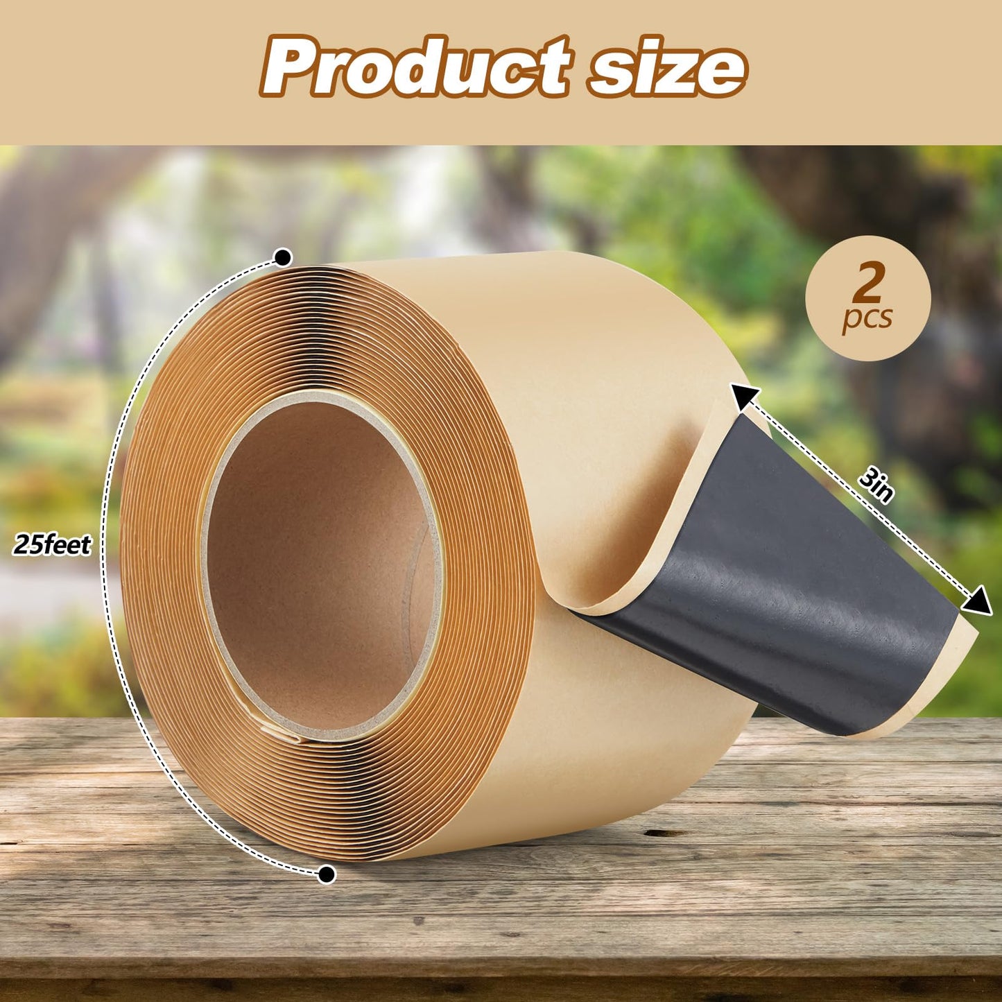 Mooliwe 2 Pcs Pond Liner Seam Tape 3" x 25' Self Adhesive Double Sided Butyl Pond Seam Tape Liner Repair Tape Butyl Adhesive Sealer for EPDM Pond Liner Patch Cover Pond Garden