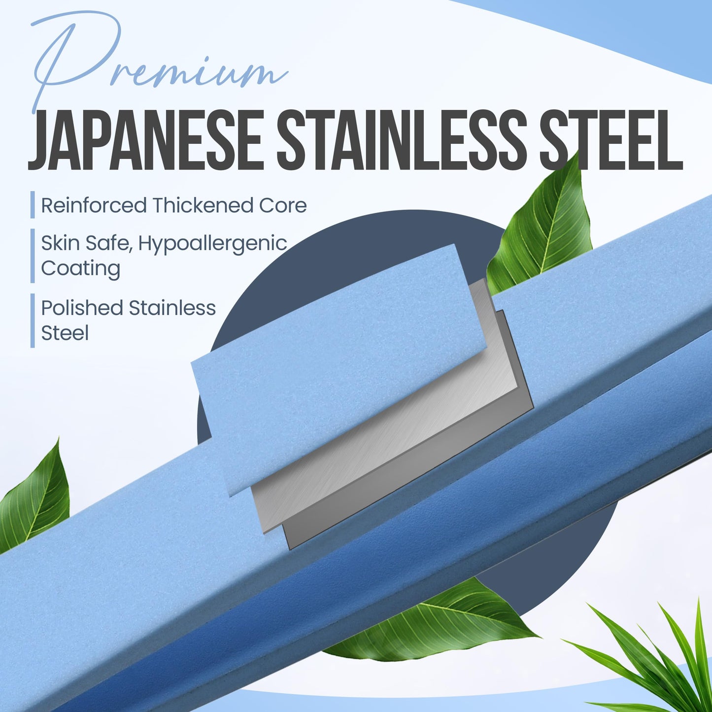 Professional Slant Tip Tweezers - Precision Stainless Steel Eyebrow Plucking Tool for Women and Men, Ingrown Hair Remover, Facial Hair Tweezers for Grooming (Baby Blue)