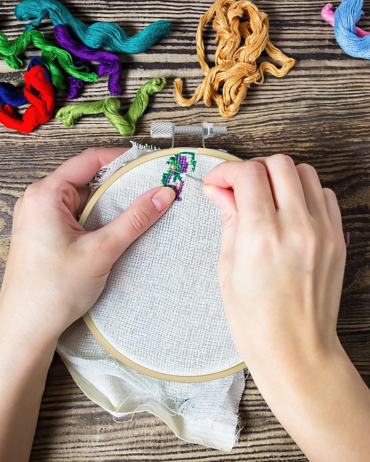 TINDTOP 16 Pieces 3 inch Embroidery Hoops, Bamboo Frame Circle Cross Stitch Hoop Ring Embroidery Hoops Set for Embroidery and Cross Stitch