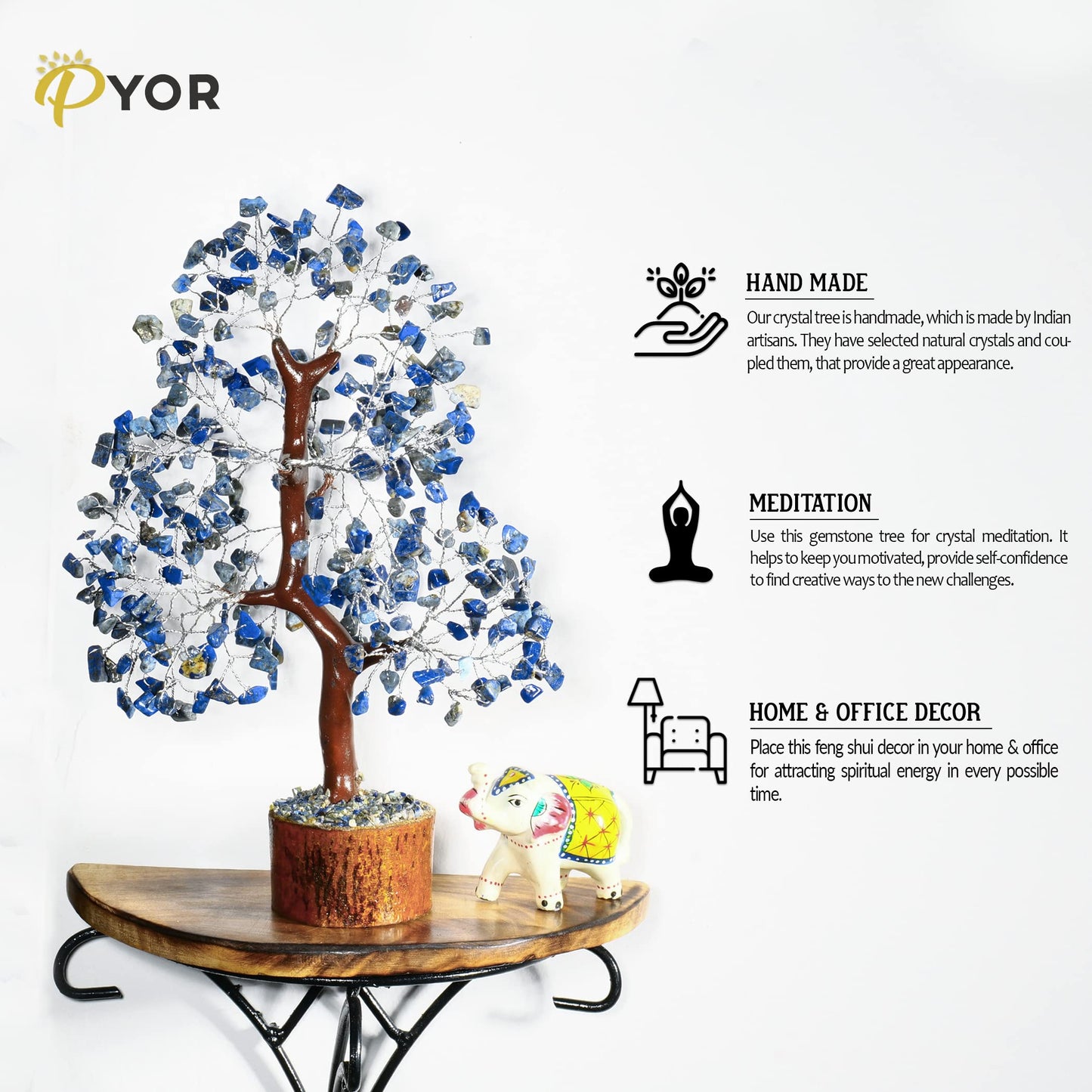 PYOR Lapis Lazuli, Crystal Tree, Stones and Crystals, Reiki Gifts, Positive Energy Crystals, Blue Office Decor, House Warming Gifts, Lapis Lazuli Crystal Stone Tree, Feng Shui, Office Desk Decor