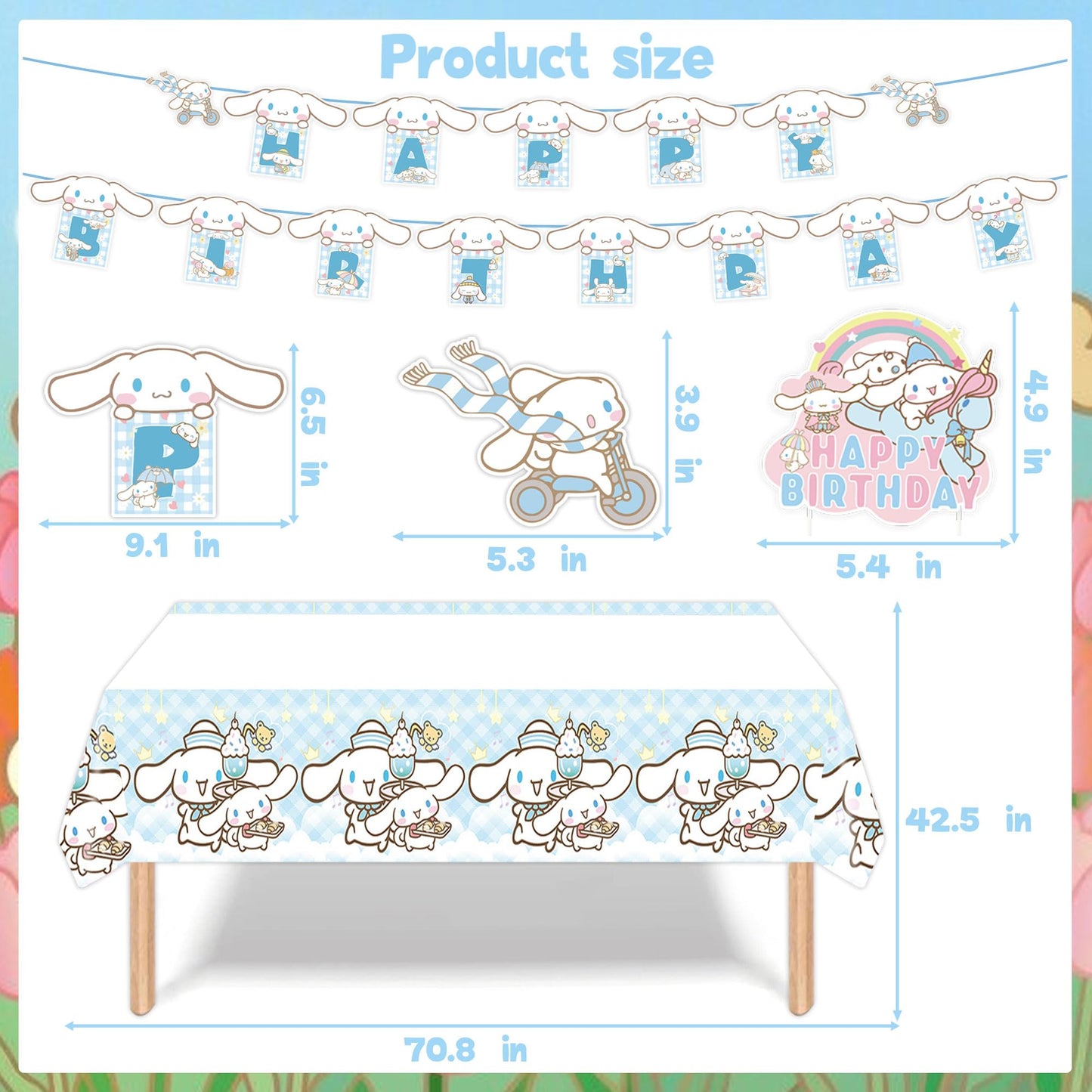 Birthday Party Decorations, Cute Party Supplies Include Banner, latex Balloons, Hanging Swirls, Foil Balloon, Cake Cupcake Toppers, Tablecloth for Theme Party