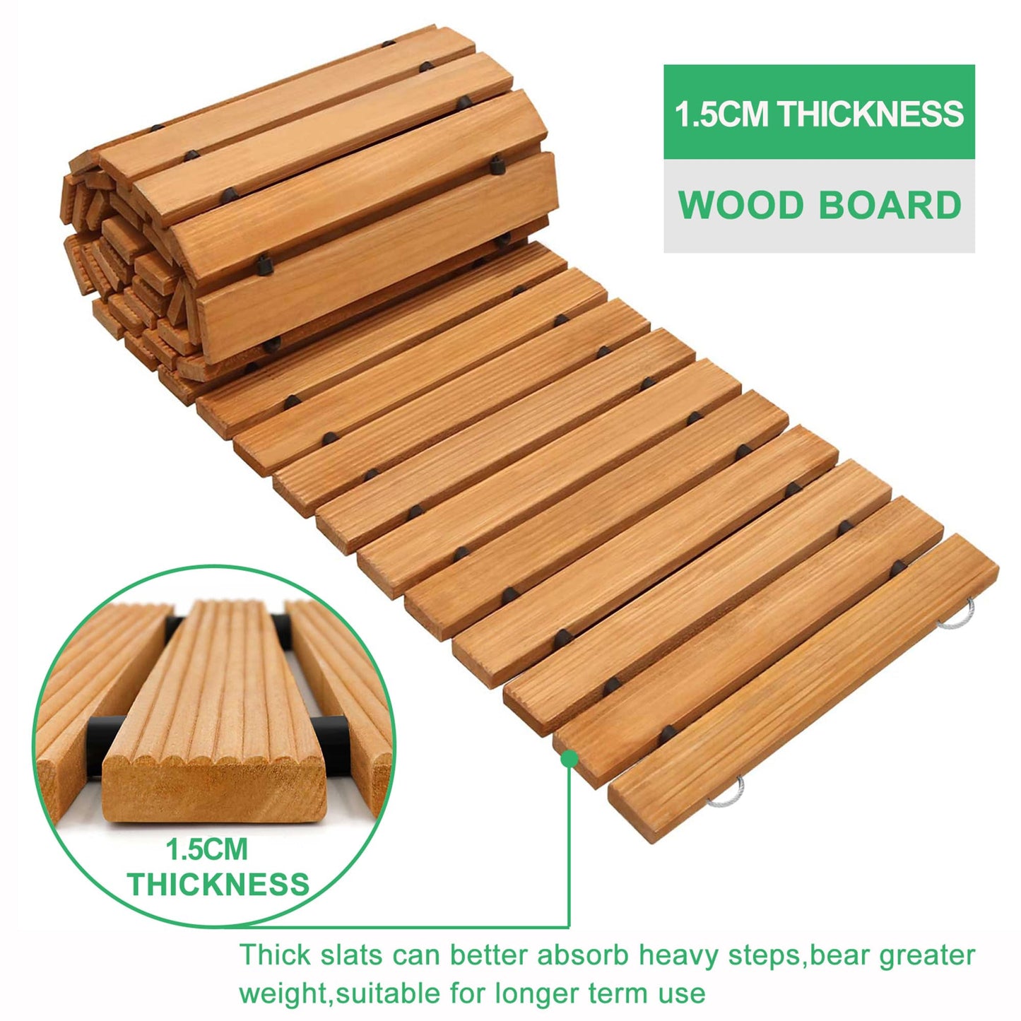 RELIANCER 12' Wooden Garden Pathway,Outdoor Roll Out Cedar Straight Walkway,Patio Path Decorative Garden Boardwalk Walkways,Weather-Resistant Roll Up Beach Wood Road Floor,Wedding Party Pathways
