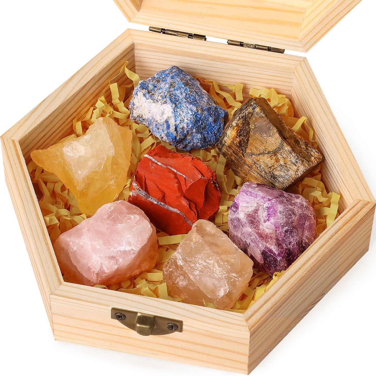 7Pcs Crystals and Healing Stones, Real Healing Crystals, Raw Crystals, Rose Quartz, Amethyst, Citrine, Quartz
