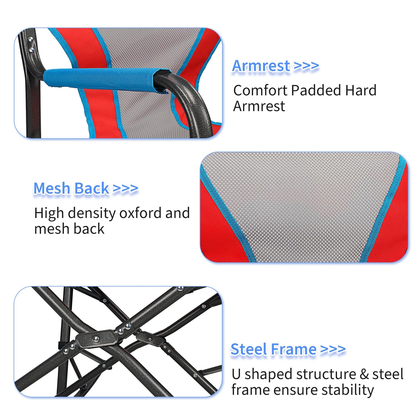 Northroad Oversized Rocking Camping Chair, Portable Folding Director Chair, Rocker Camp Chair for Outdoor Backyard Patio Lawn Garden