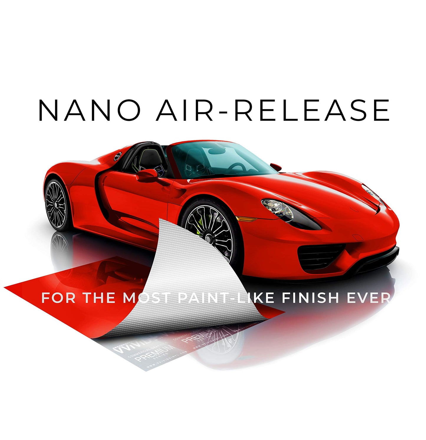 VViViD+ Ultra Gloss Racing Red Vinyl Car Wrap Premium Paint Replacement Film Roll with Nano Air Release Technology, Stretchable Protective Cap Liner, Self Adhesive (50ft x 5ft)