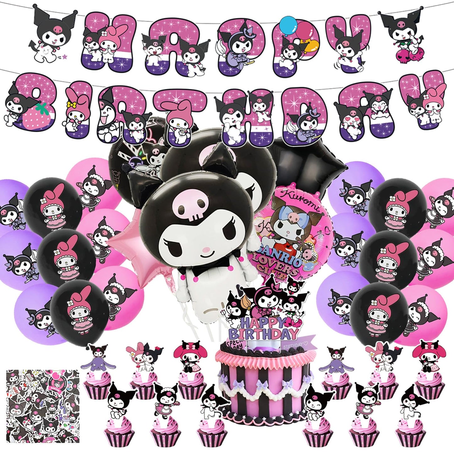 Birthday Party Decorations Set – Balloons, Banner, Cake Toppers, Foil Balloons & Stickers, Complete Party Supplies Kit for Birthday Celebration