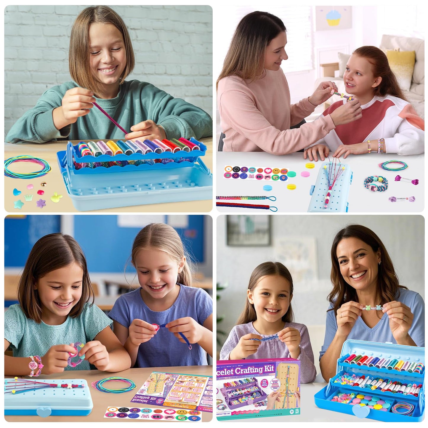 TingingYuli Friendship Bracelet Making Kit for Girls 8-12, DIY String Bracelet Maker with 3-Layer Storage Box, Arts and Crafts for Kids Ages 6-12, Easter Christmas Birthday Gift Set