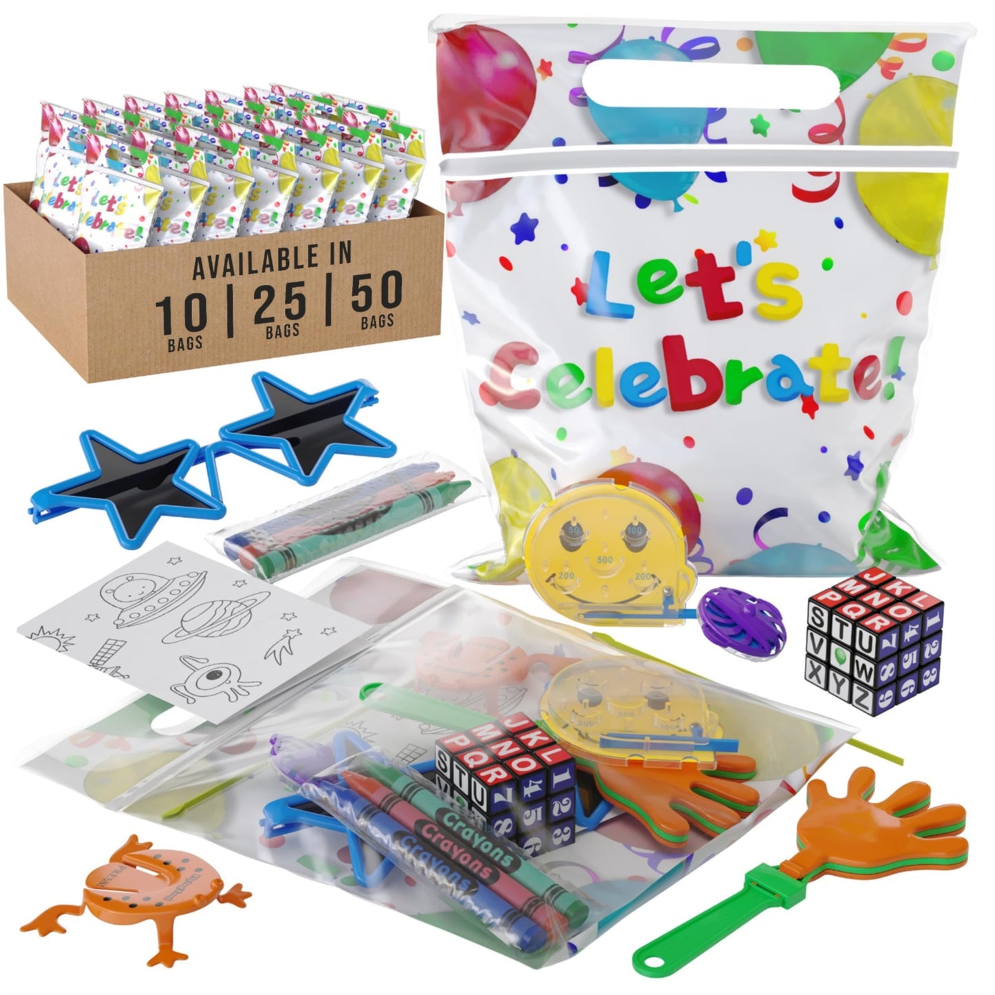 Crown Display Party Favors for Kids 25 Pre Filled Party Favor Bags - Fun Goodie Bags Stuffers for Kids with Fidget Toys and Small Toys Goody Bag Stuffers - Party Favors for Kids 4-8