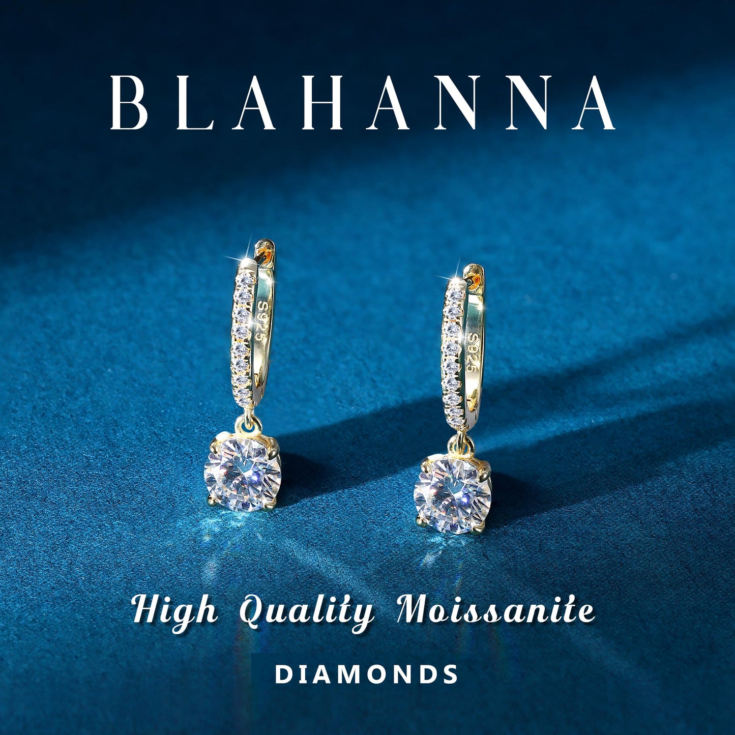 Moissanite Earrings, Sterling Silver Hoop Earring 1.0ct-2.0ct D Color Brilliant Hypoallergenic Earring for Women Men Drop Dangle Moissanite Leverback Mother's Day Gift