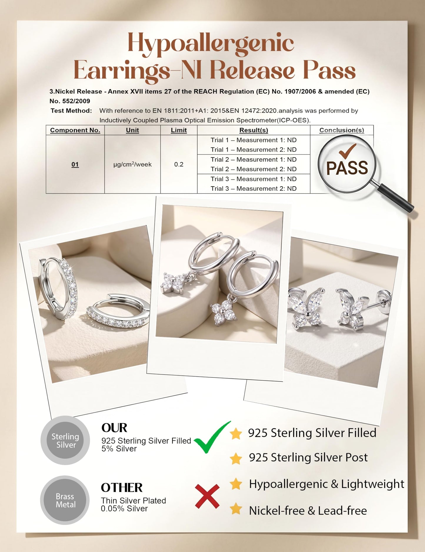 MILACOLATO 925 Sterling Silver Earrings for Women, Sterling Silver Filled Small Stud Huggie Hoop Earrings Sets for Multiple Piercing Hypoallergenic Jewelry, CZ Cartilage Earrings Stacks Trendy Jewelry Gifts, 3 Pairs-Butterfly