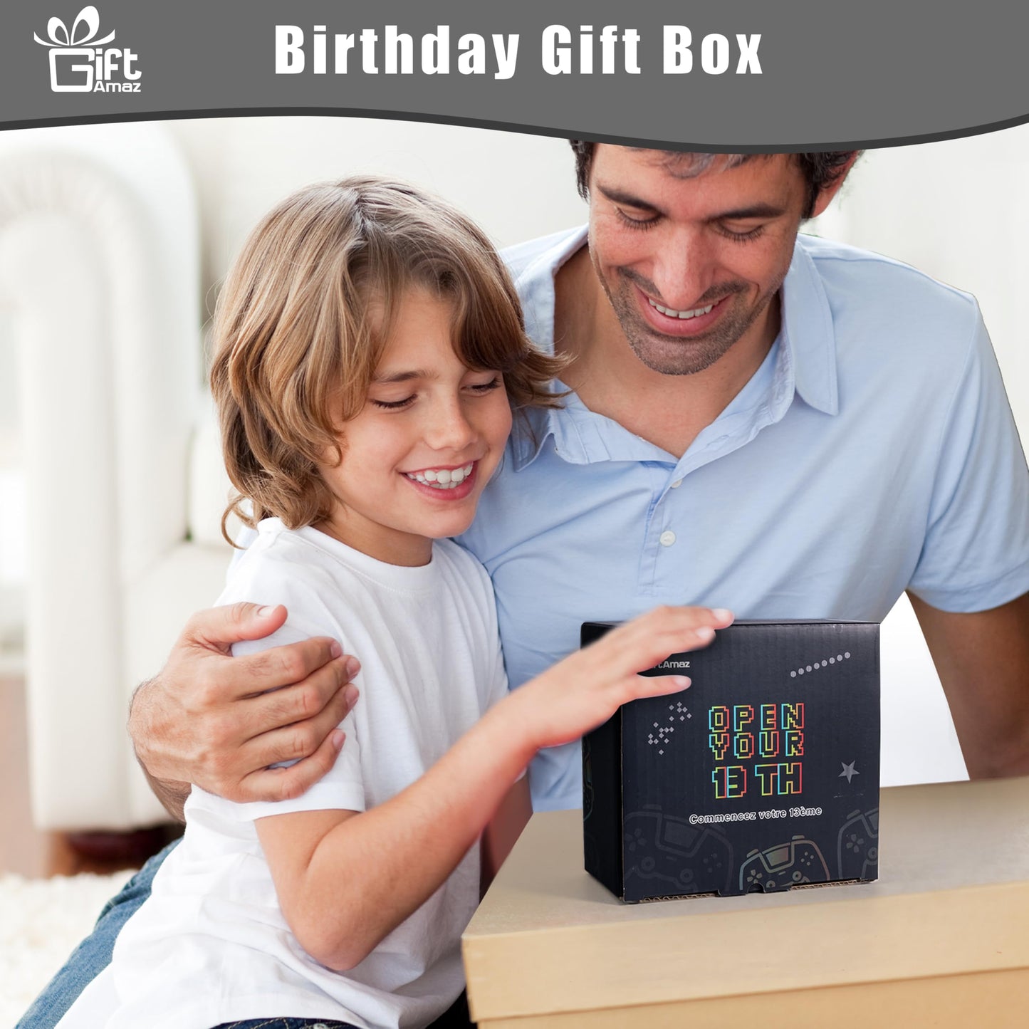 GiftAmaz 13 Year Old Boy Gifts, Happy 13th Birthday Decorations for Boys, Coolest Birthday Gift Ideas, Teenager Gifts for Him, Cool Holiday Graduation Box Gift for Teens Boys Friends, Grandson or Nephew