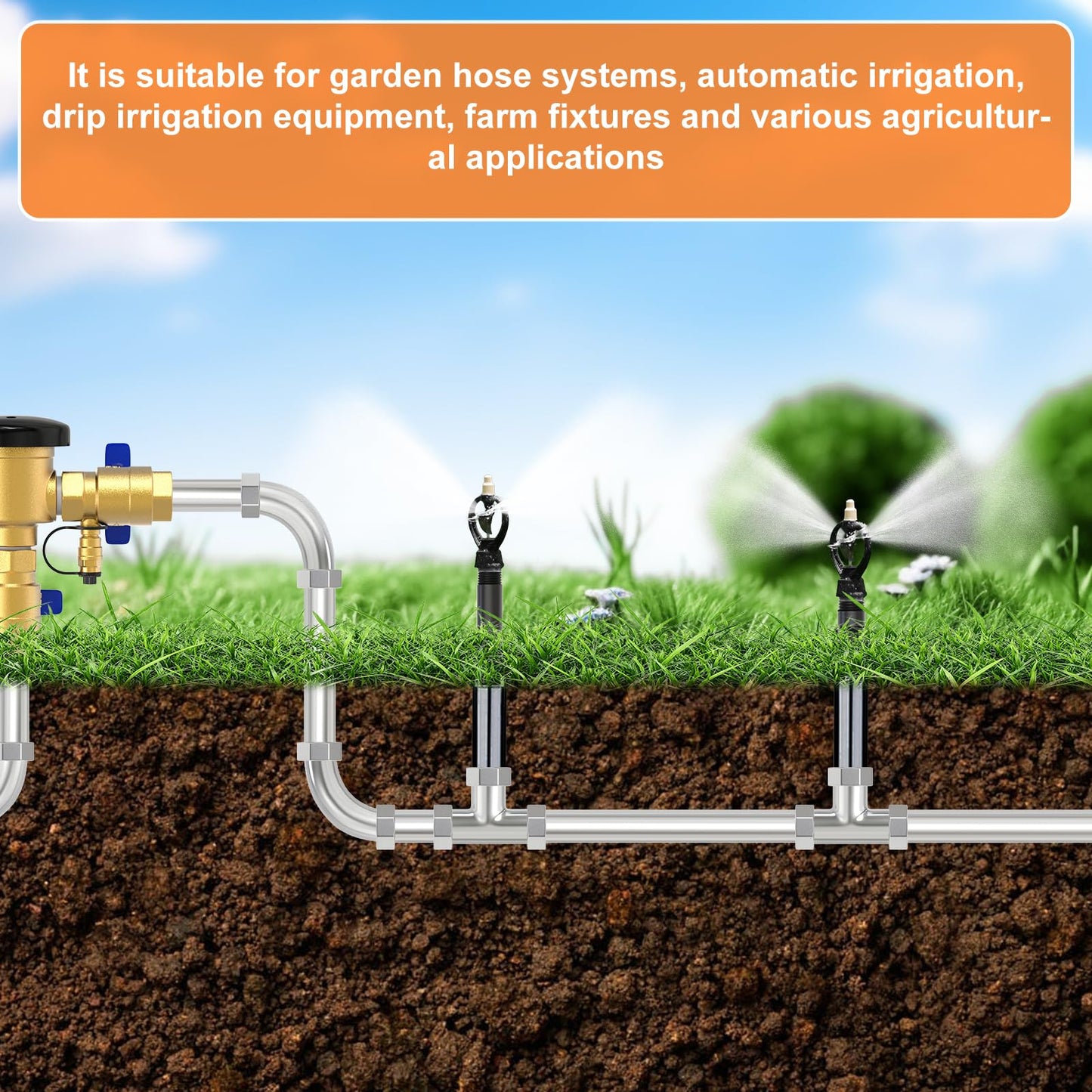 GASHER 12Pcs 1/2 Inch MNPT PVC Male Pipe Thread Sprinkler Head Pipe Riser Extension for Lawn Irrigation System,Length 2 Inch