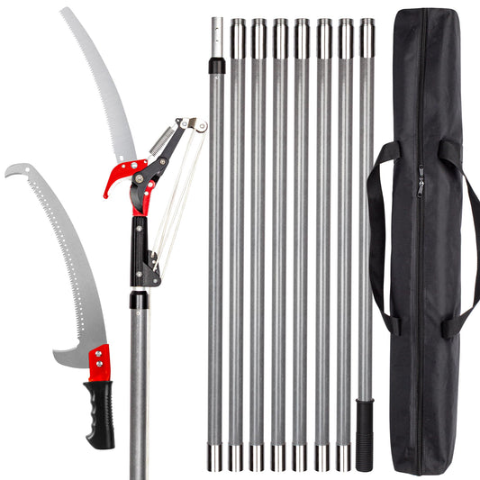 Walensee Pole Saws for Tree Trimming, Extendable Tree Pruner,Manual Branch Timmer with Blade and Scissors High Branches Pruning Fiberglass Pole Pruner and Cutter Garden Tool with Storage Bag 7.2-27FT