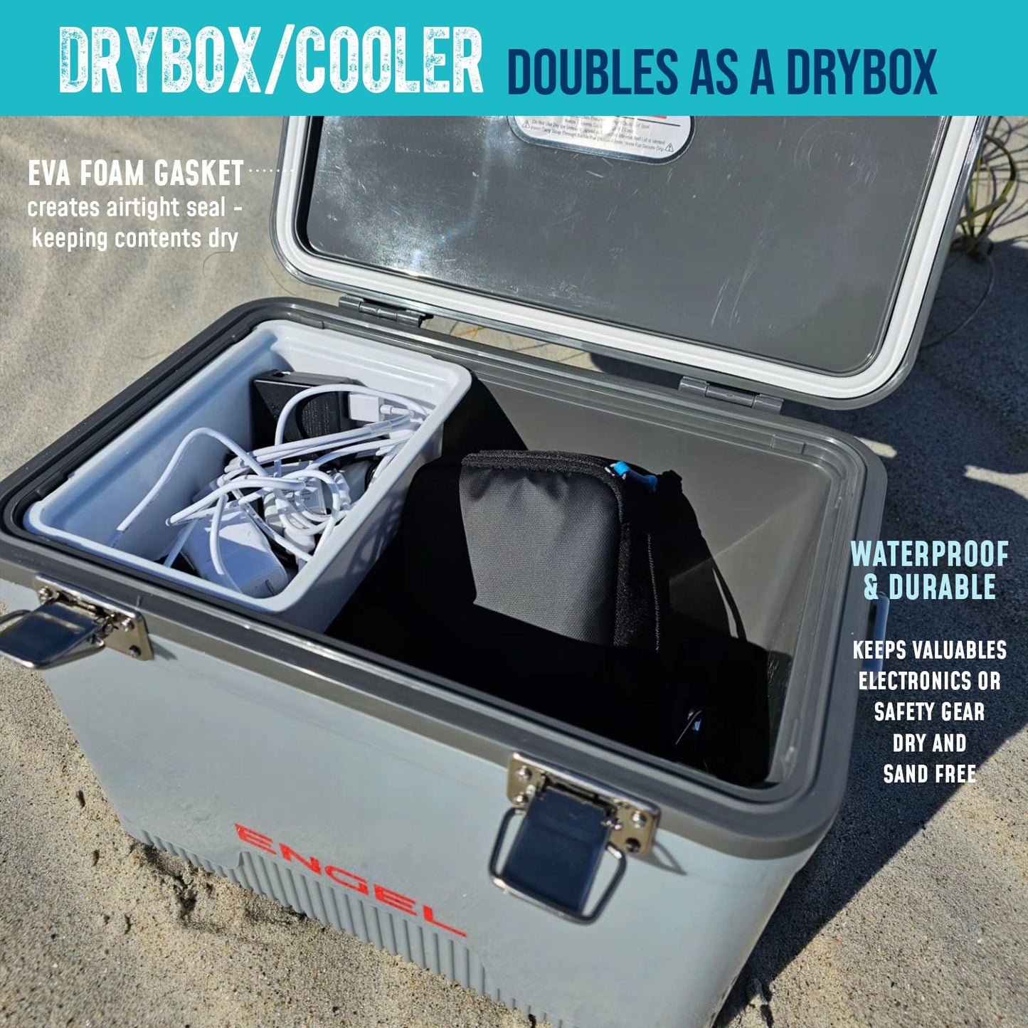 Engel UC7 7.5qt Leak-Proof, Air Tight, Drybox Cooler and Small Hard Shell Lunchbox for Men and Women in Arctic Blue