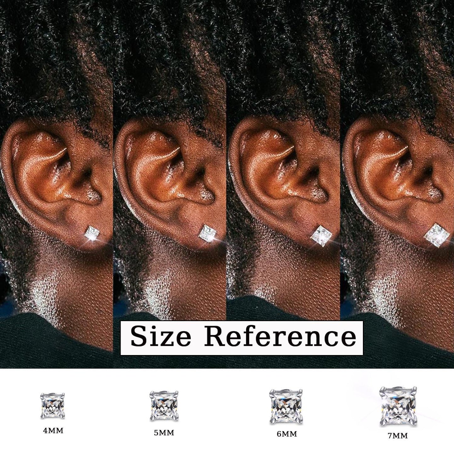 Jstyle 4 Pairs Stainless Steel Magnetic Stud Earrings for Men Women Cubic Zirconia Non-Piercing Clip On Cheater Fake Earrings 4-7 mm
