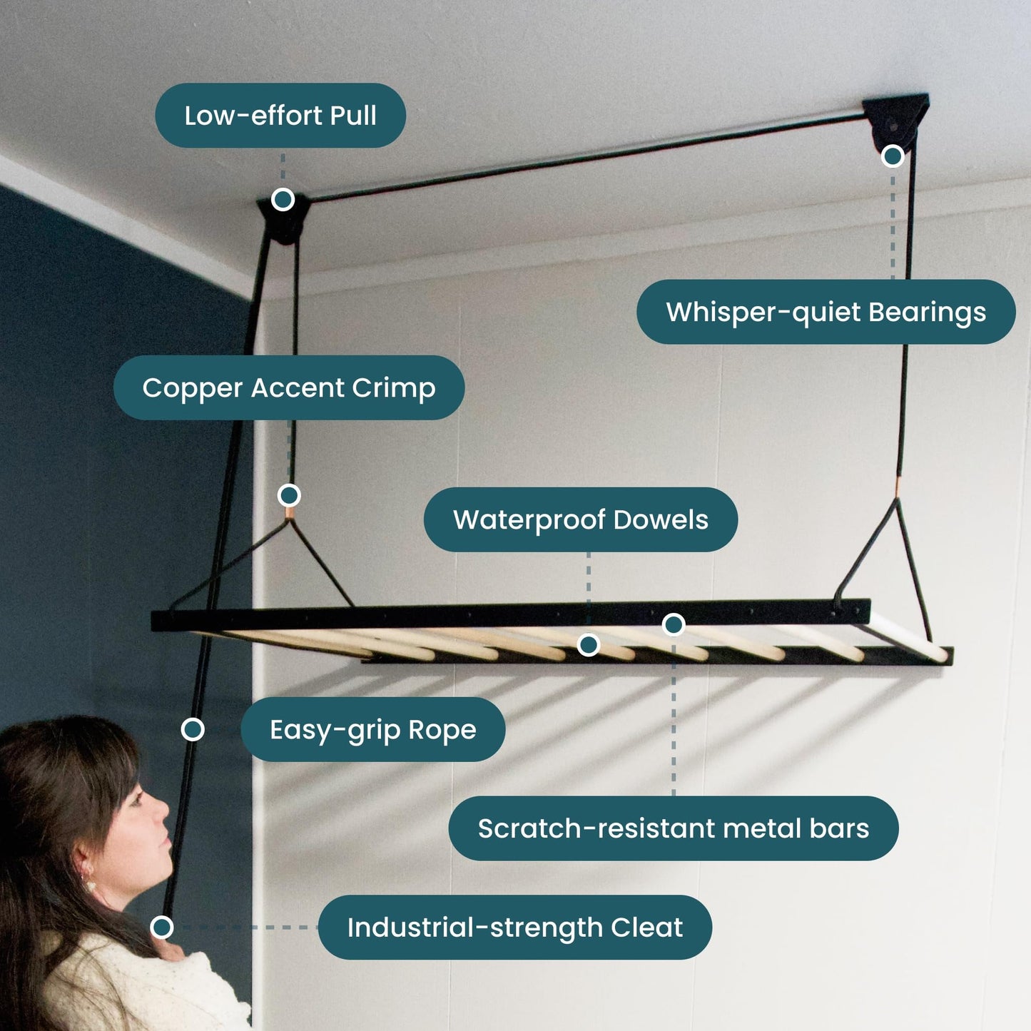 The Nice Rack Ceiling Laundry Drying Rack w/Pulley System (36 INCHES)