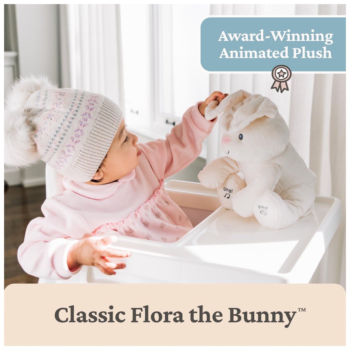 GUND Baby Peek-a-Boo Flora Bunny Plush, Bunny Rabbit Stuffed Animal, Baby Toy for Ages 0 and Up, Cream, 7" (Batteries Not Required)