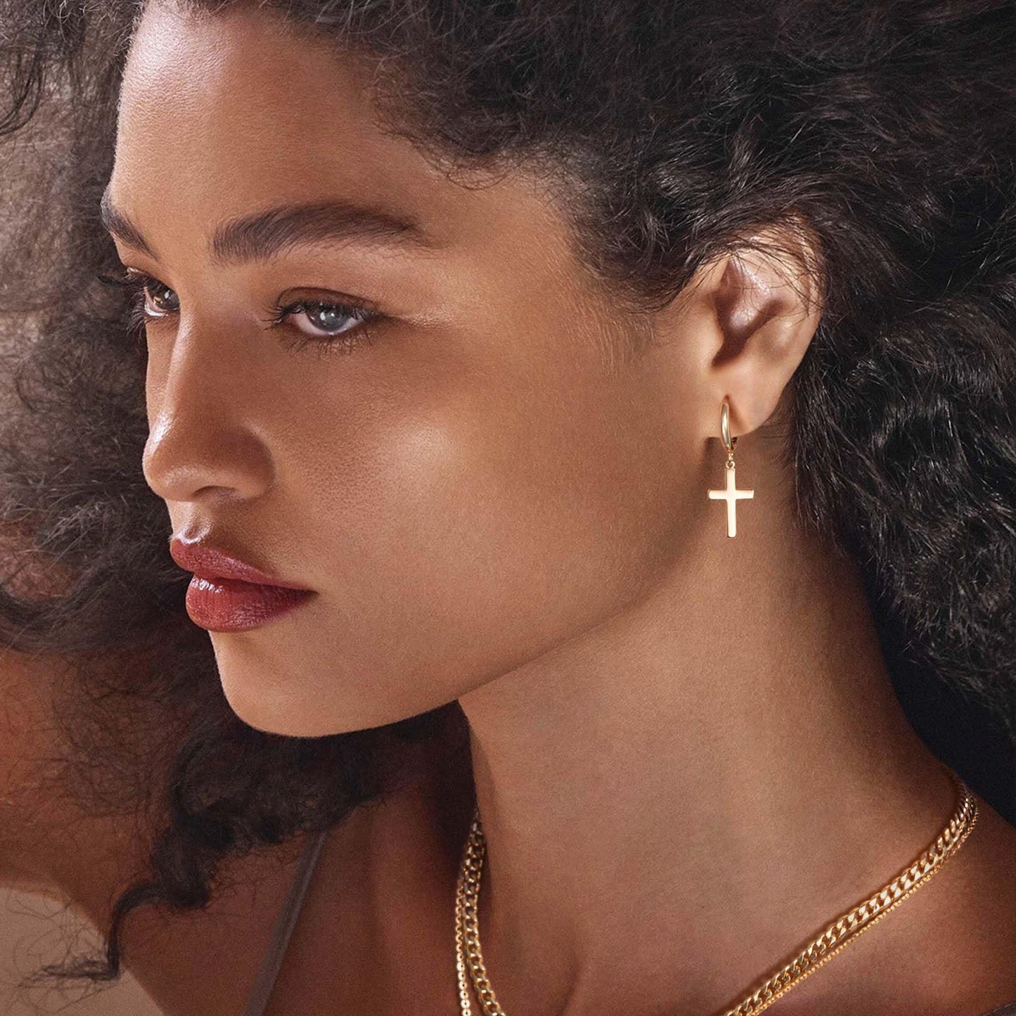 Gold Dangle Drop Hoop Earrings for Women Men Gold Plated Dainty Earrings Hypoallergenic Star Cross Huggie Hoops Jewelry for Everyday Wear