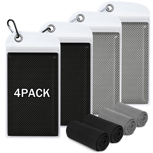 Hemndic 4 Pack Cooling Towels (40"x12"), Soft Breathable Cooling Towels for Neck and Face, Microfiber Workout Towels for Yoga, Golf, Running, Hiking & More Activities