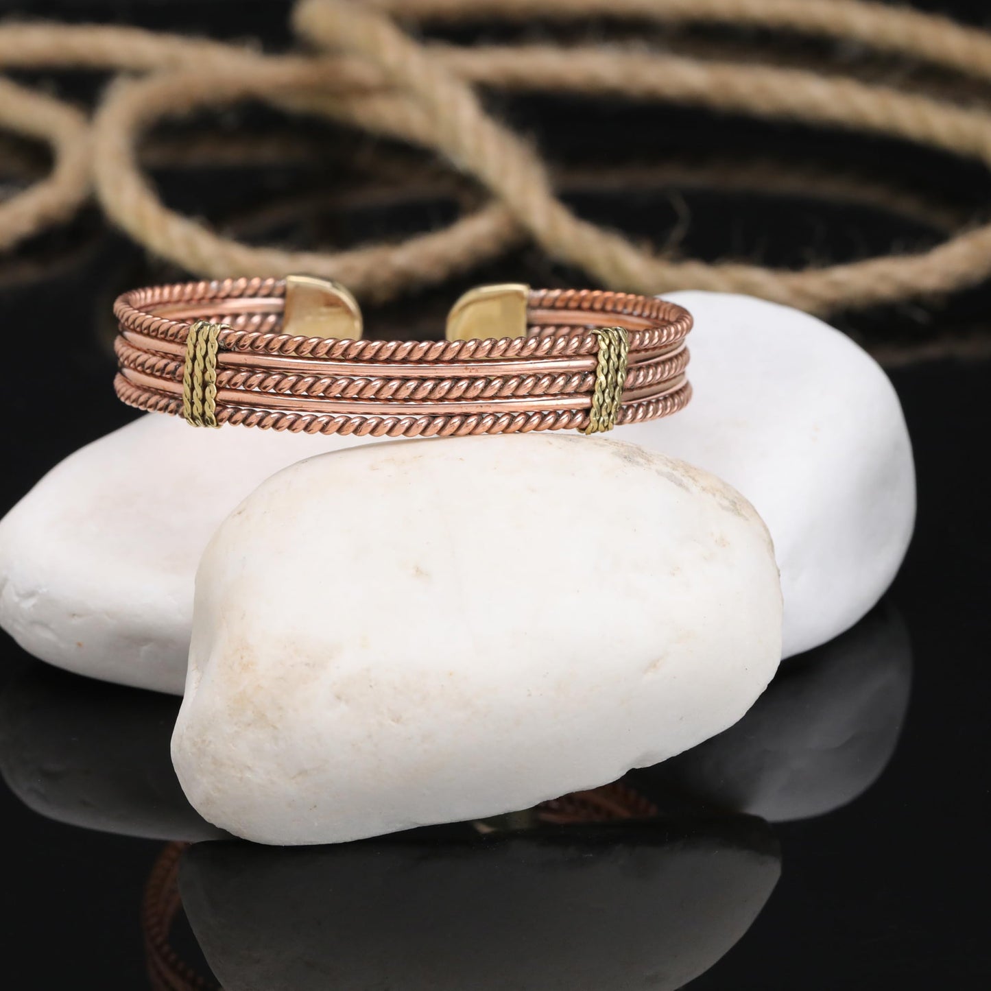 tunarts Handmade Elegant Copper Bracelet for Women - Pure Copper Bracelet for Pain Relief and Stress Relief - Adjustable Entwisted Copper Bracelet to Fit many Size Wrist(fancy knitted) (twisted)
