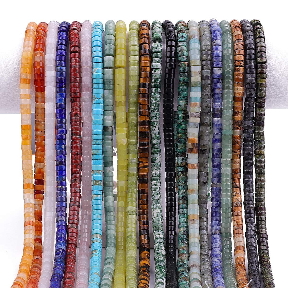 BEADIA Natural Yellow Tiger Eye Spacer Beads Caps Loose Semi Gemstone for Beading Jewelry Making 6mmx3mm 38cm