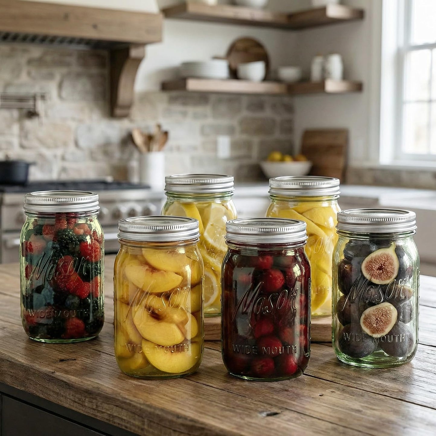 Rubtlamp Green Mason jar 32 oz, 12 Pack Glass Jars - Wide Mouth Mason Jars with Airtight Lids for Pickling, Fermenting, Food Storage&DIY Crafts, Microwave & Dishwasher Safe