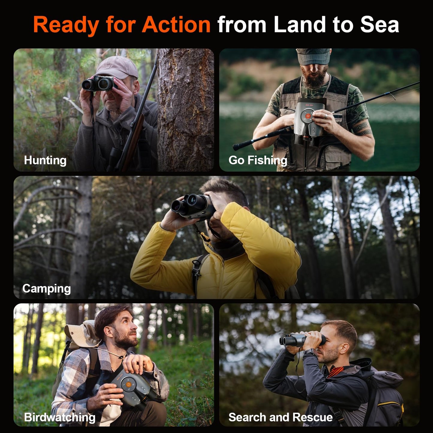 VisioGear True 4K Night Vision Binoculars – Night Thunder X1 Night Vision Goggles for Adults with 3940ft Range, Full Color Photo and Video with App Control, 64GB Card for Camping & Security
