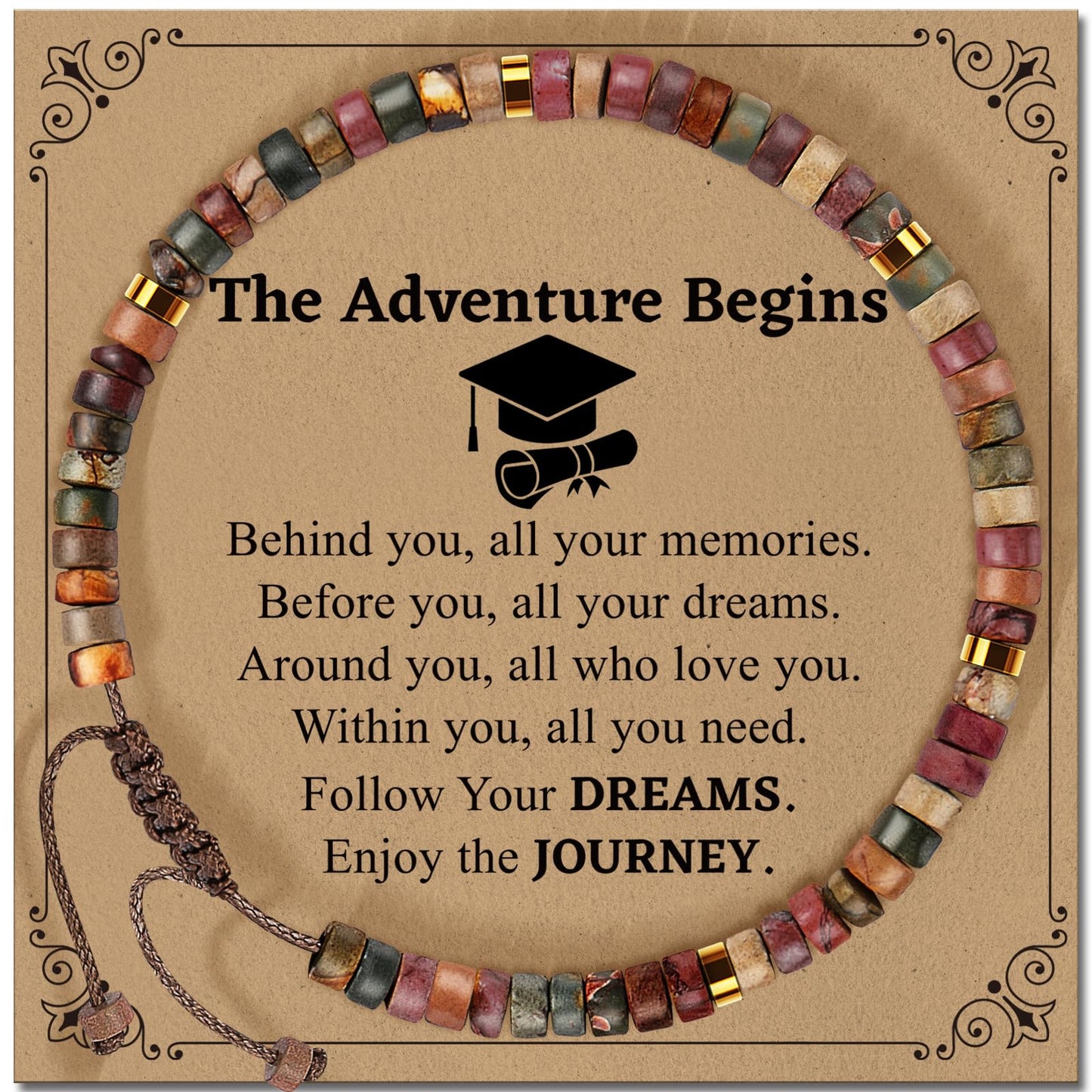 ZOKCC Graduation Bracelet Gifts for Her：Graduation Bracelets for Women Middle High School College Graduates - Healing Natural Stone Inspirational Gifts Bracelets for Women