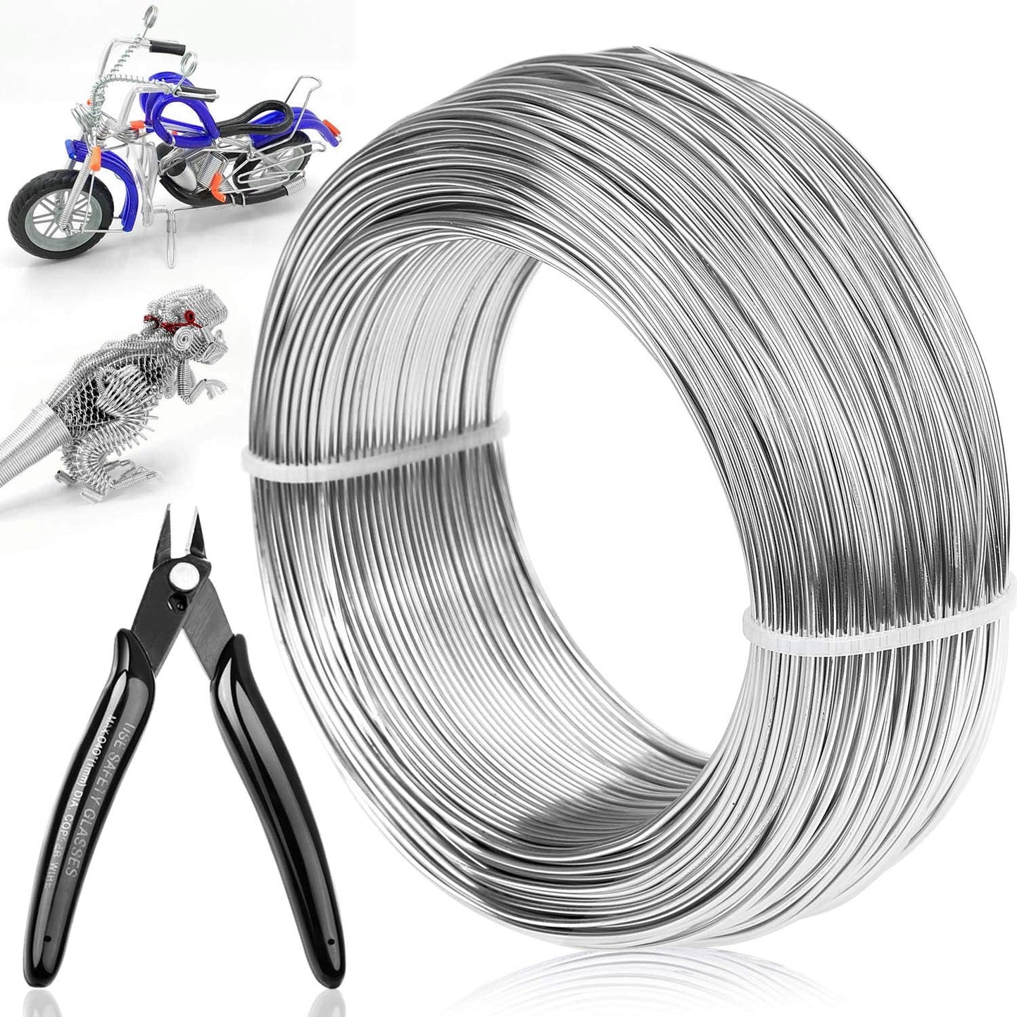18 Gauge Aluminum Craft Wire Jewelry Making, 328 FT Metal Wire Armature Bendable Wire for Bonsai Trees, Sculpting, DIY Crafts Beading Floral (Silver, 1 mm Thickness)
