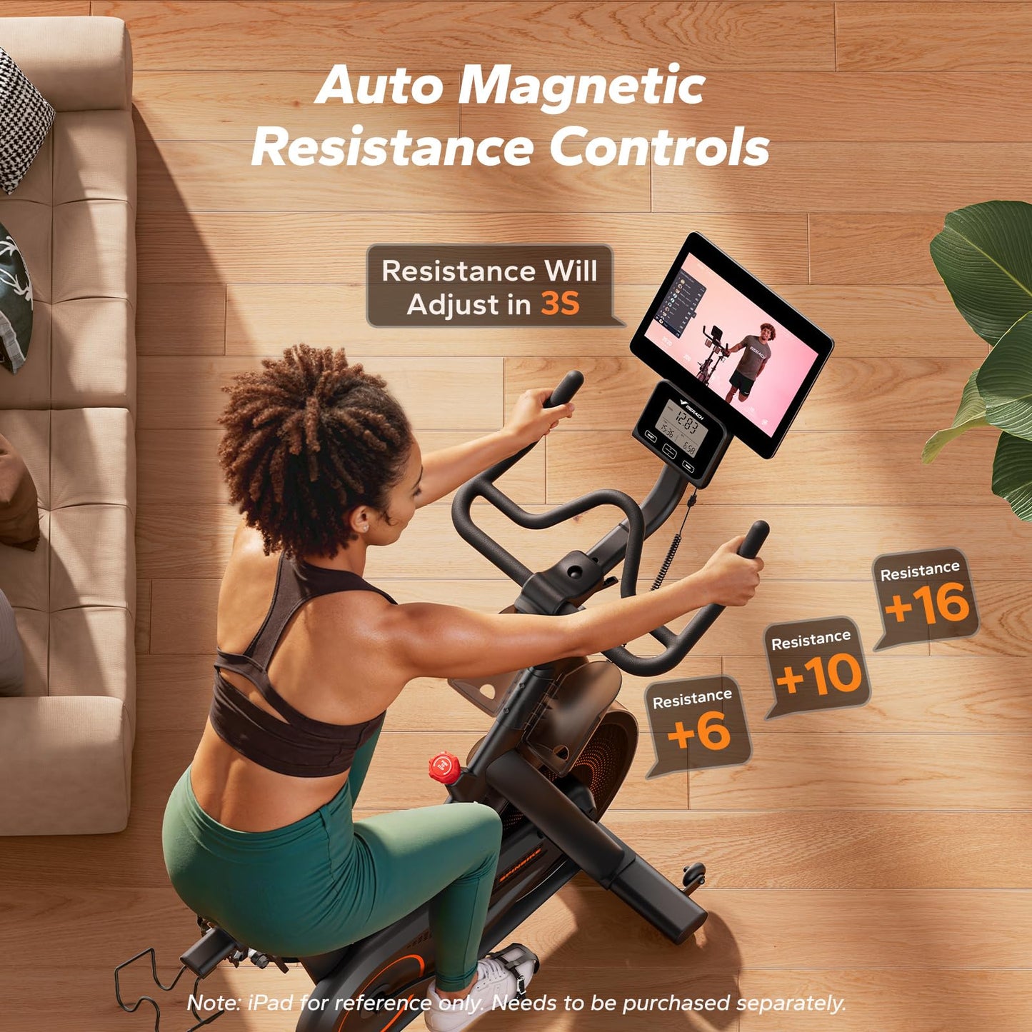 Merach Magnetic Exercise Bike, Self powered Indoor Cycling Bike with Self-Developed App, 350 lbs Weight Capacity & 40 lbs Flywheel, Stationary Bikes for Home Cardio Gym Fitness
